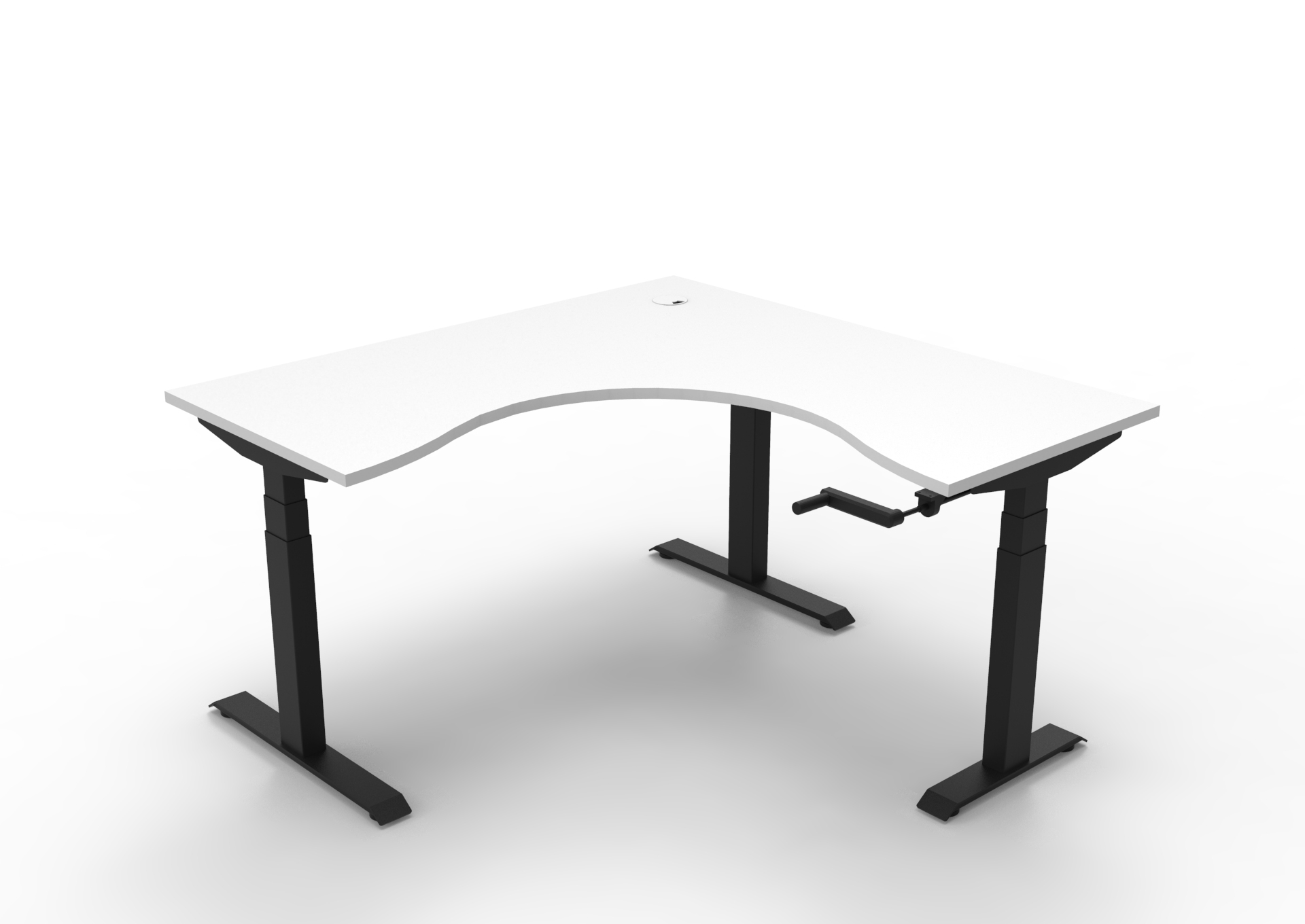 RAPIDLINE Boost Crank Corner Workstation – 1500 x 1500 x 750mm | Natural White Top, Black Satin Frame