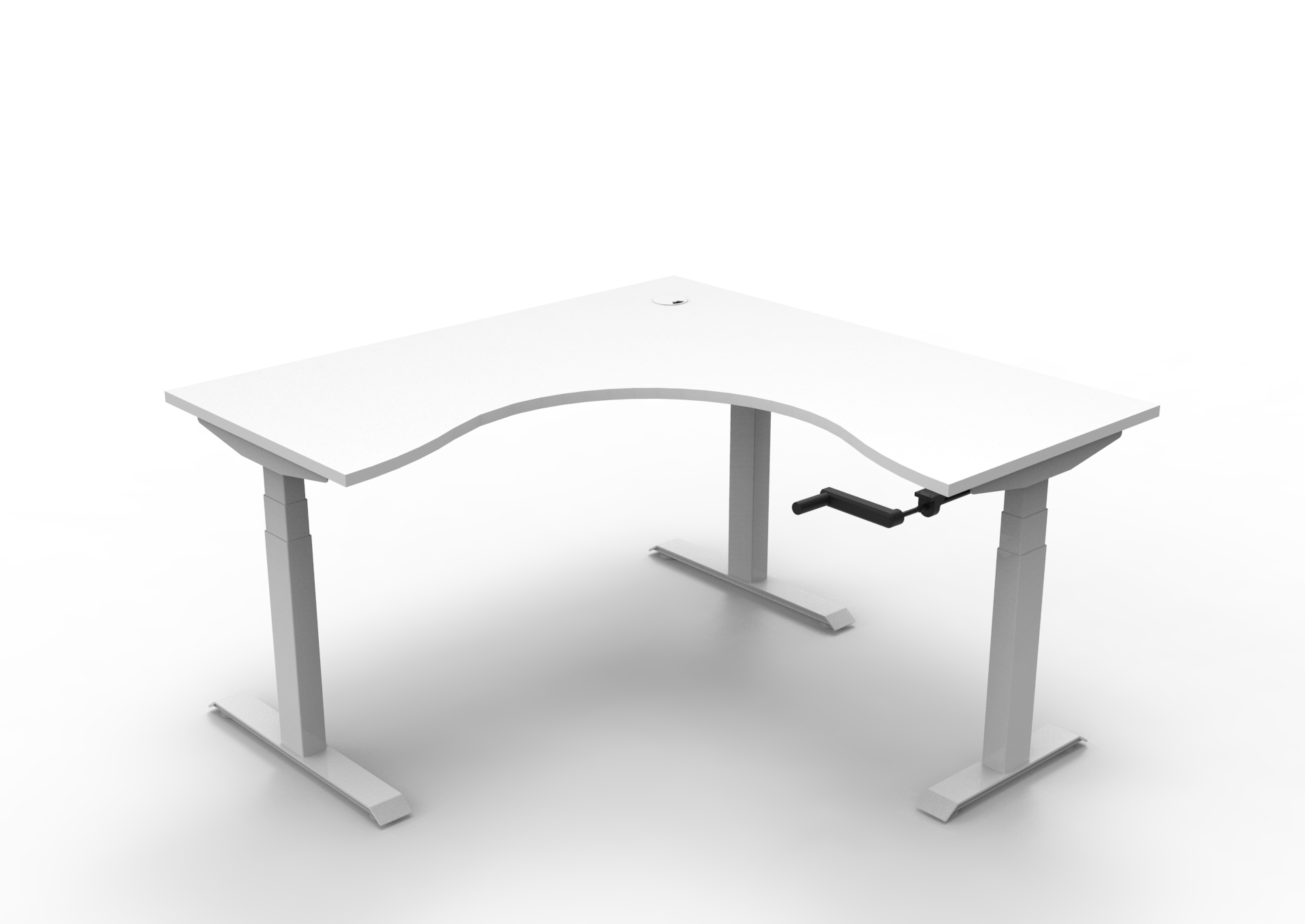Rapidline Boost Crank Corner Workstation – 1500×1500×750mm, Natural White Top, White Satin Frame