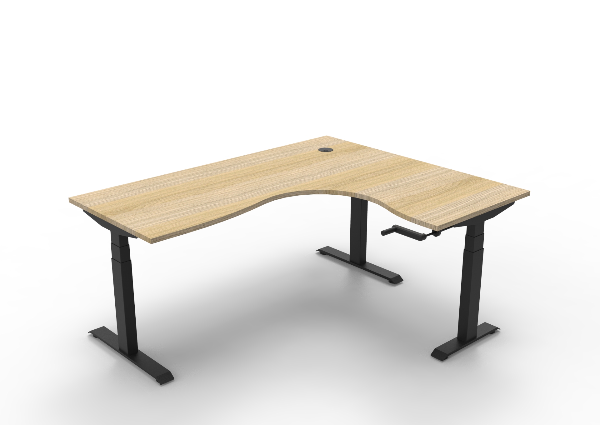 Rapidline Boost Crank Corner Workstation – 1800×1500×750mm, Natural Oak Top, Black Satin Frame