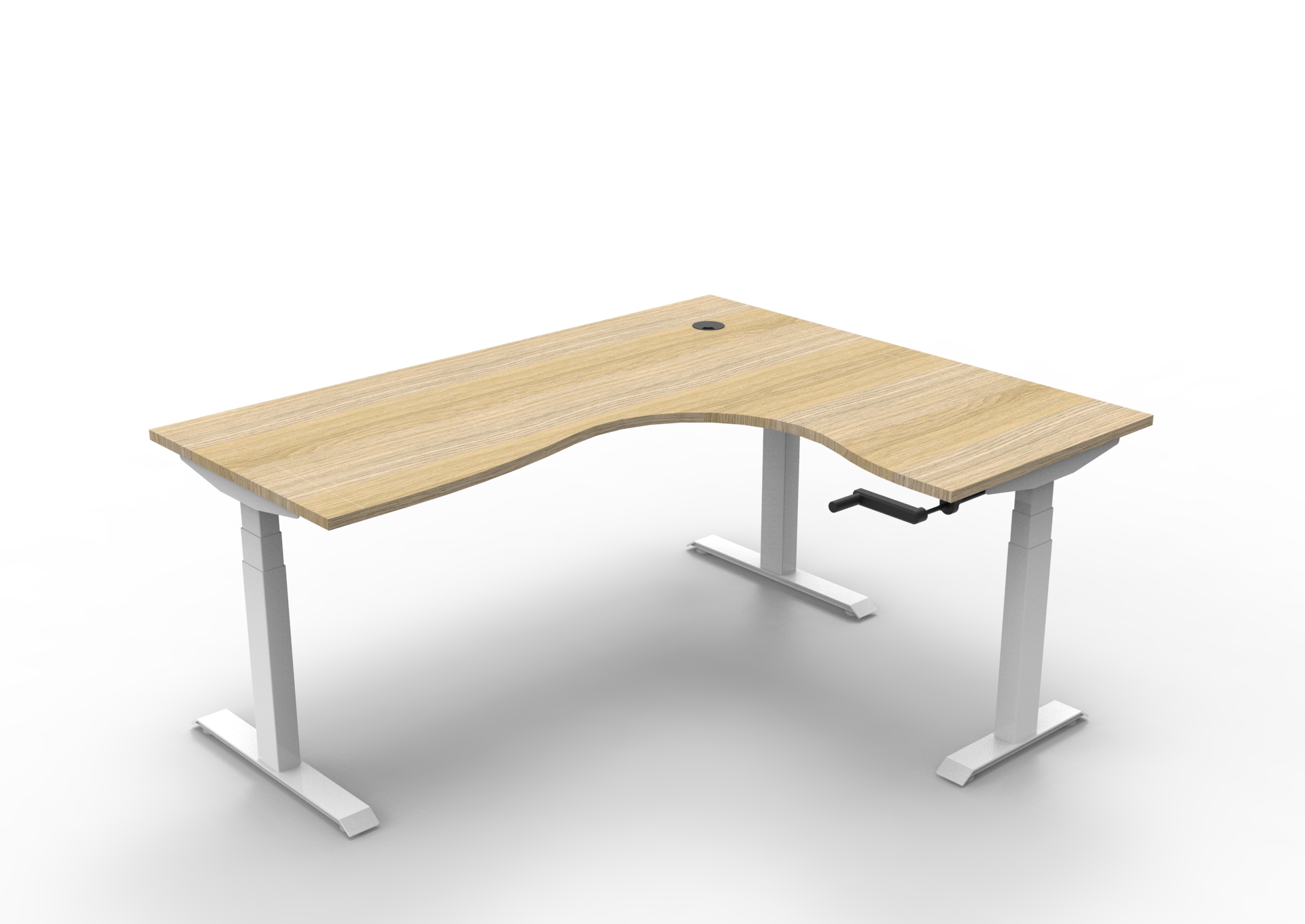 Rapidline Boost Crank Corner Workstation – 1800×1500×750mm, Natural Oak Top, White Satin Frame