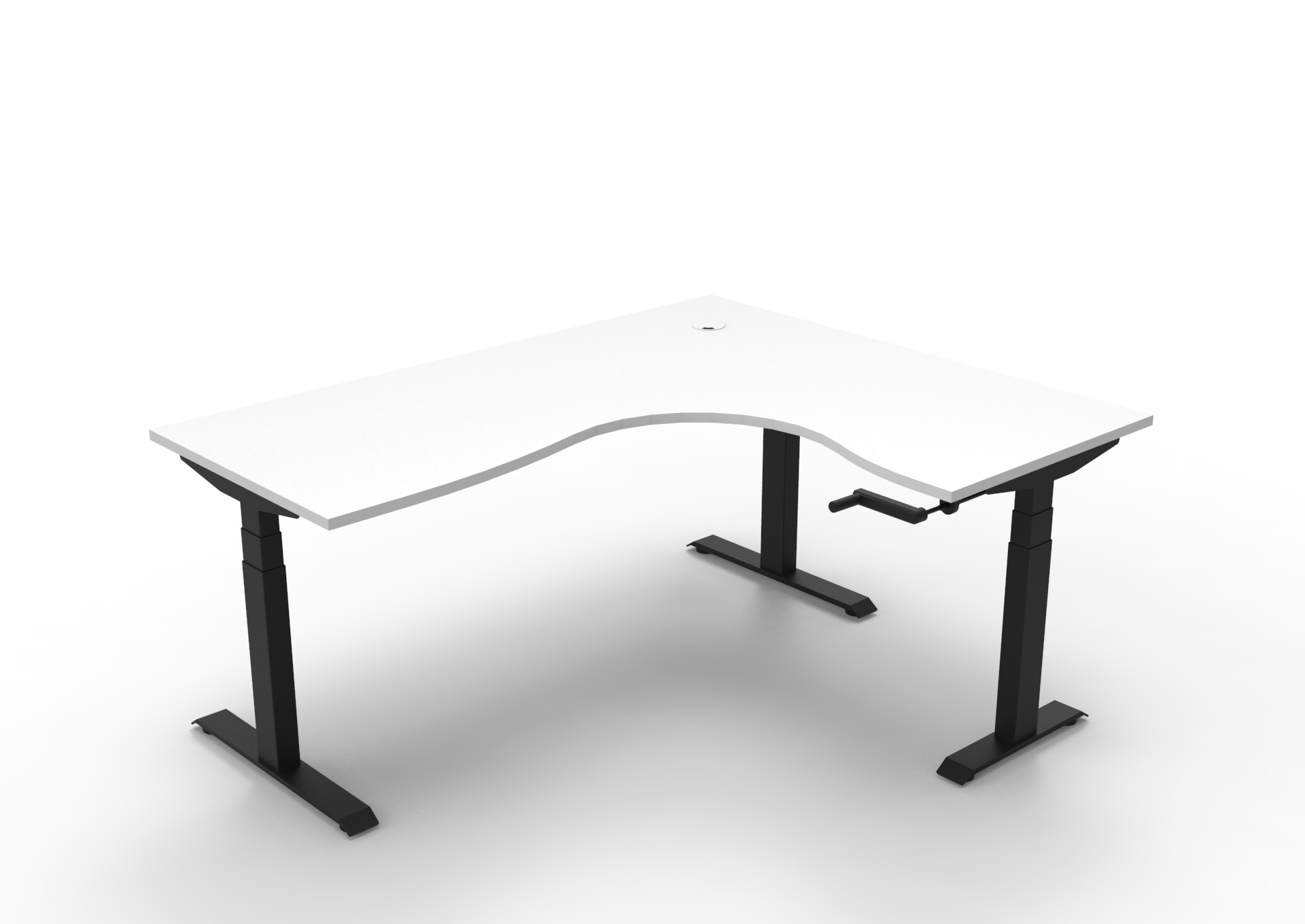 Rapidline Boost Crank Corner Workstation – 1800×1500×750mm, Natural White Top, Black Satin Frame