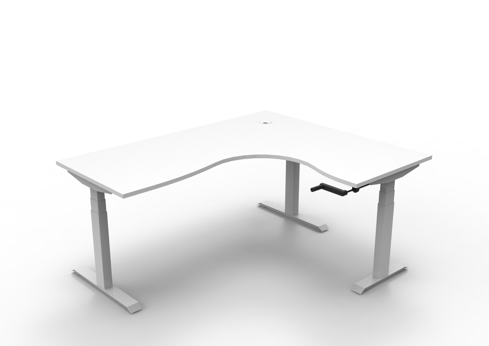 Rapidline Boost Crank Corner Workstation | Natural White Top & White Satin Frame | 1800 x 1500 x 750mm