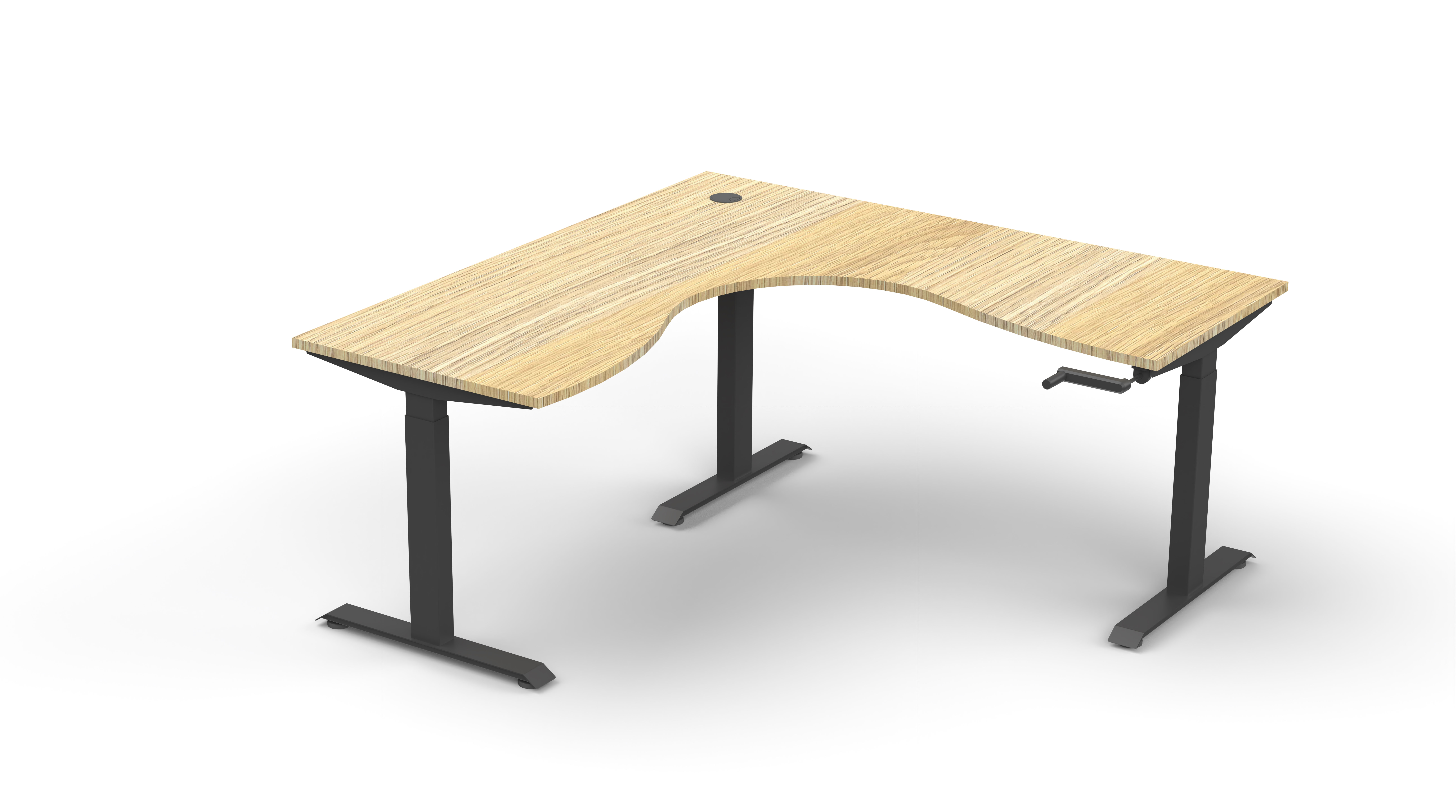 Rapidline Boost Crank Corner Workstation | Natural Oak Top & Black Satin Frame | 1800 x 1800 x 750mm