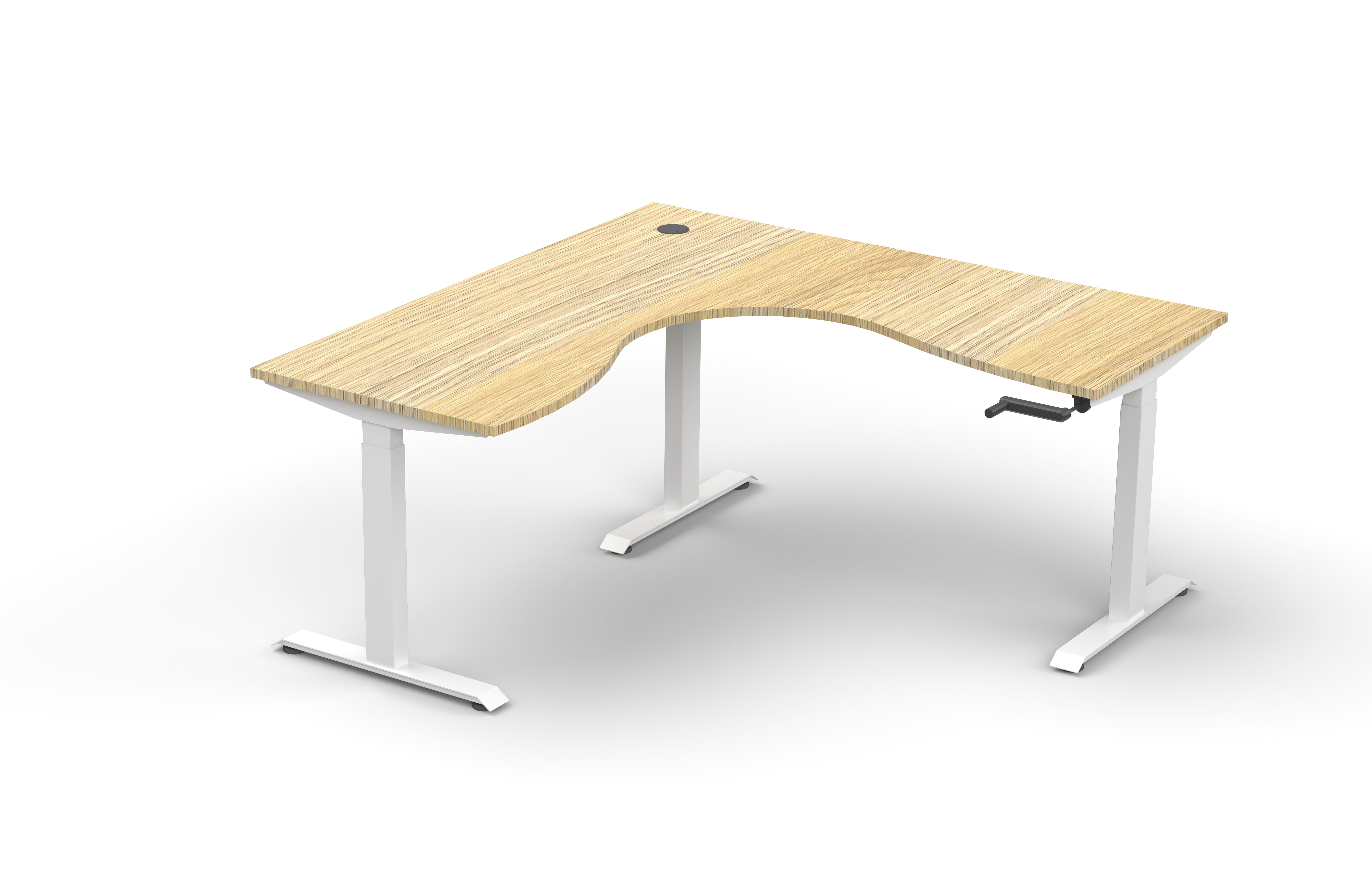 Rapidline Boost Crank Corner Workstation | Natural Oak Top & White Satin Frame | 1800 x 1800 x 750mm