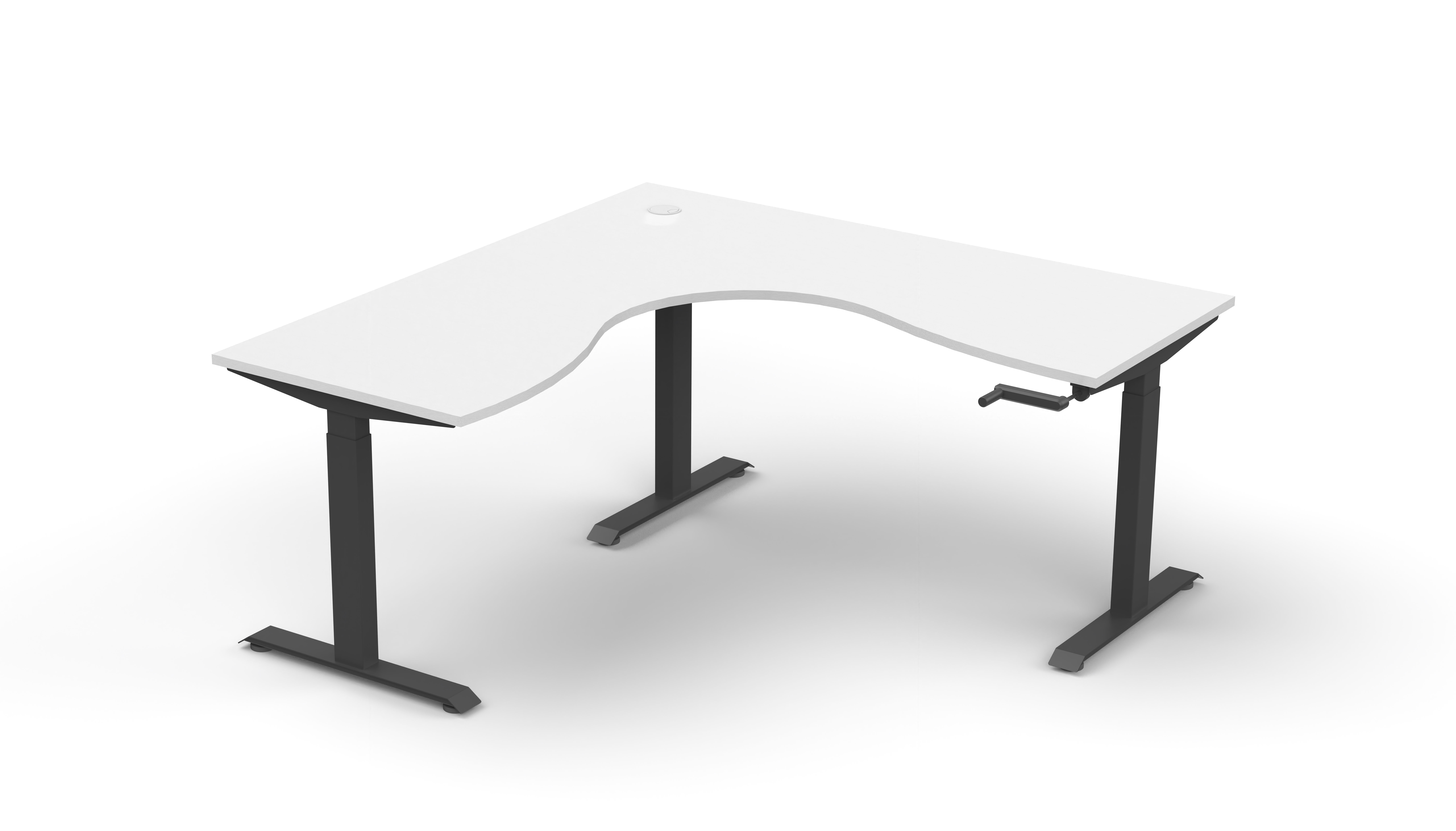 Rapidline Boost Crank Corner Workstation | Natural White Top & Black Satin Frame | 1800 x 1800 x 750mm
