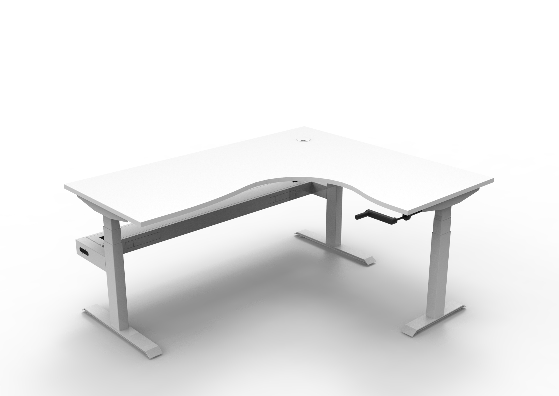 Rapidline Boost Crank Corner Workstation | 1800 x 1500mm | Natural White Top, White Satin Frame | Cable Tray Included