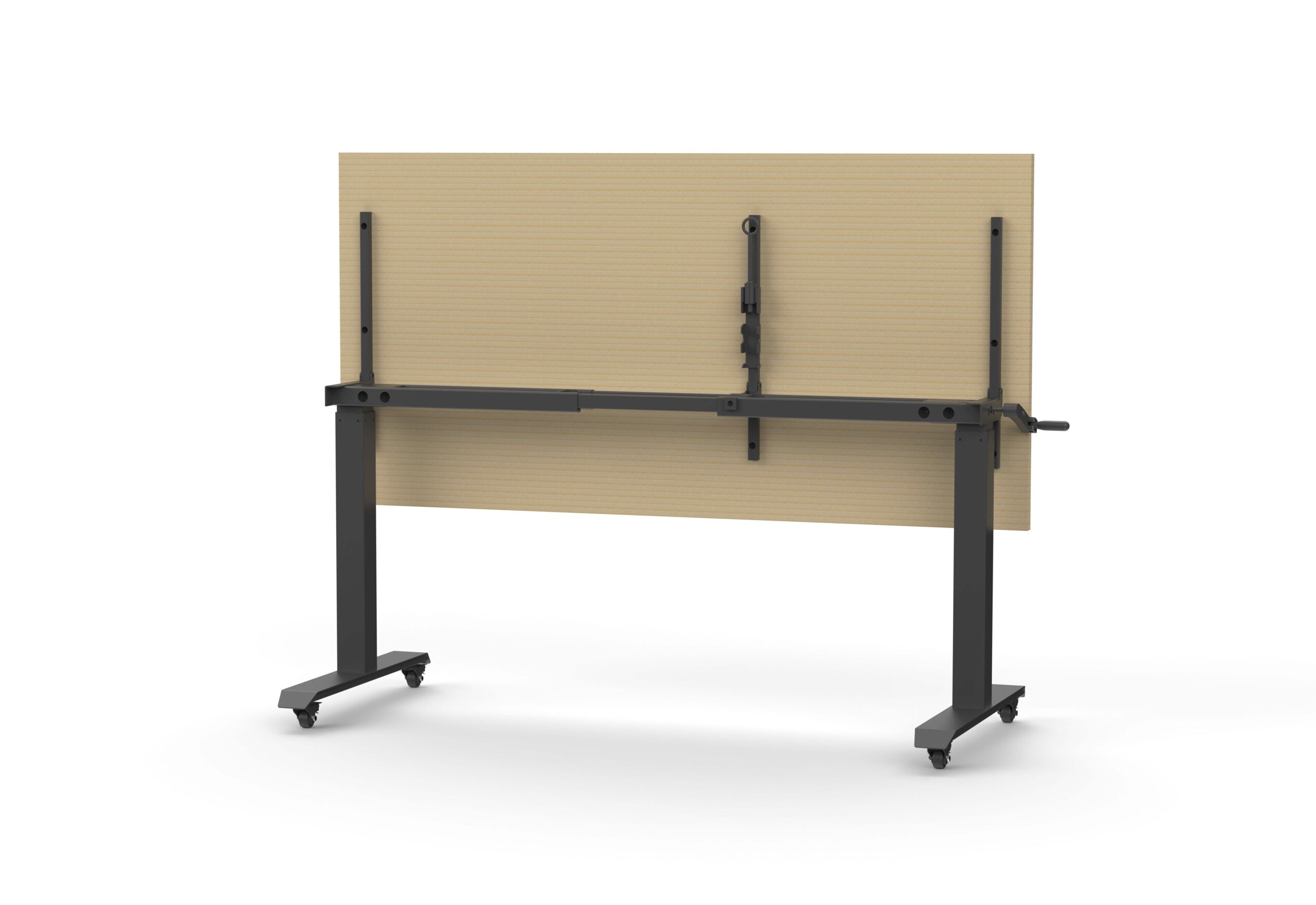 Rapidline Boost Crank Flip Top Table – Natural Oak Top / Black PFC Base | 1500 x 750mm