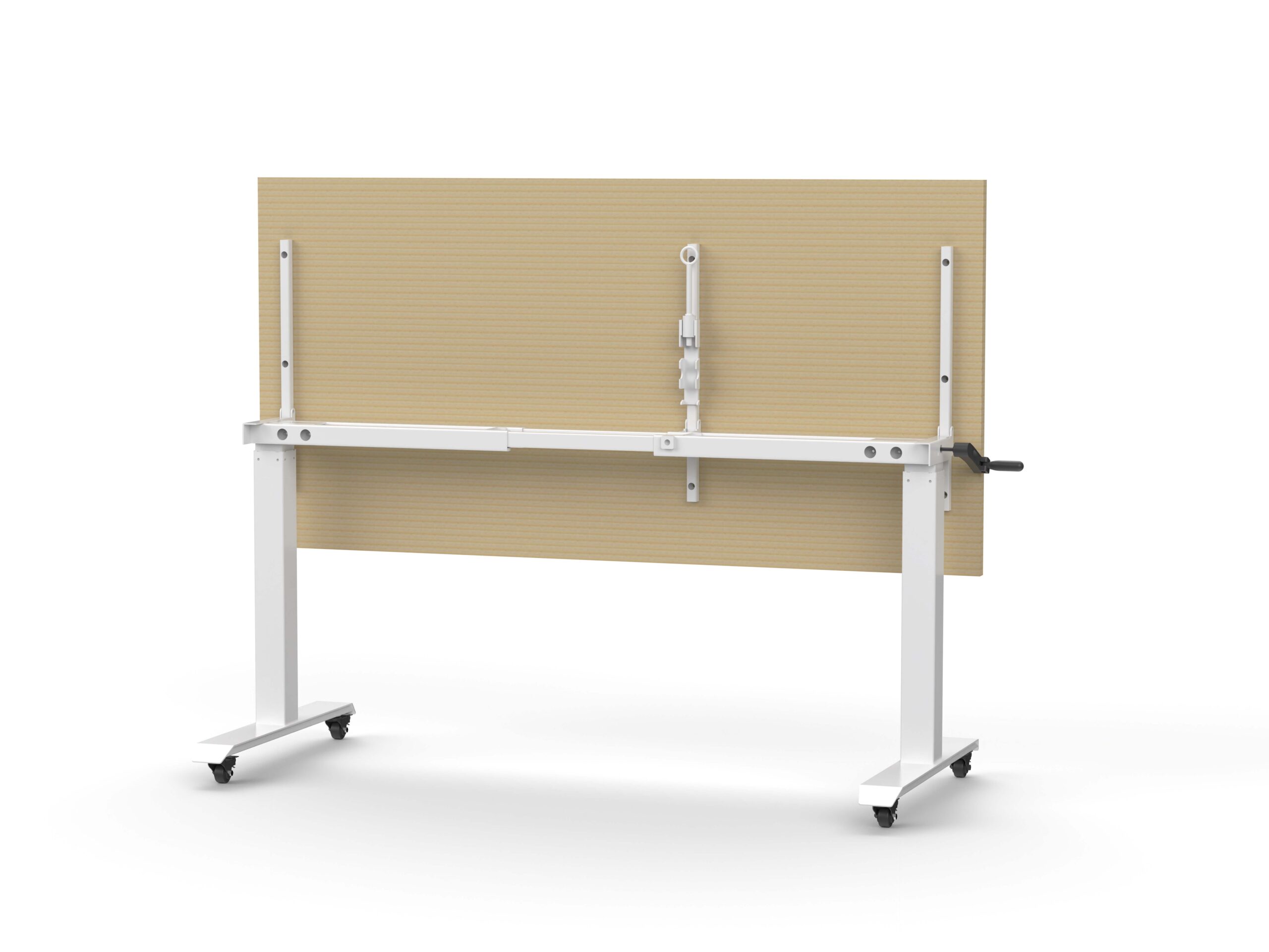 Rapidline Boost Crank Flip Top Table – Natural Oak Top / White PFC Base | 1500 x 750mm