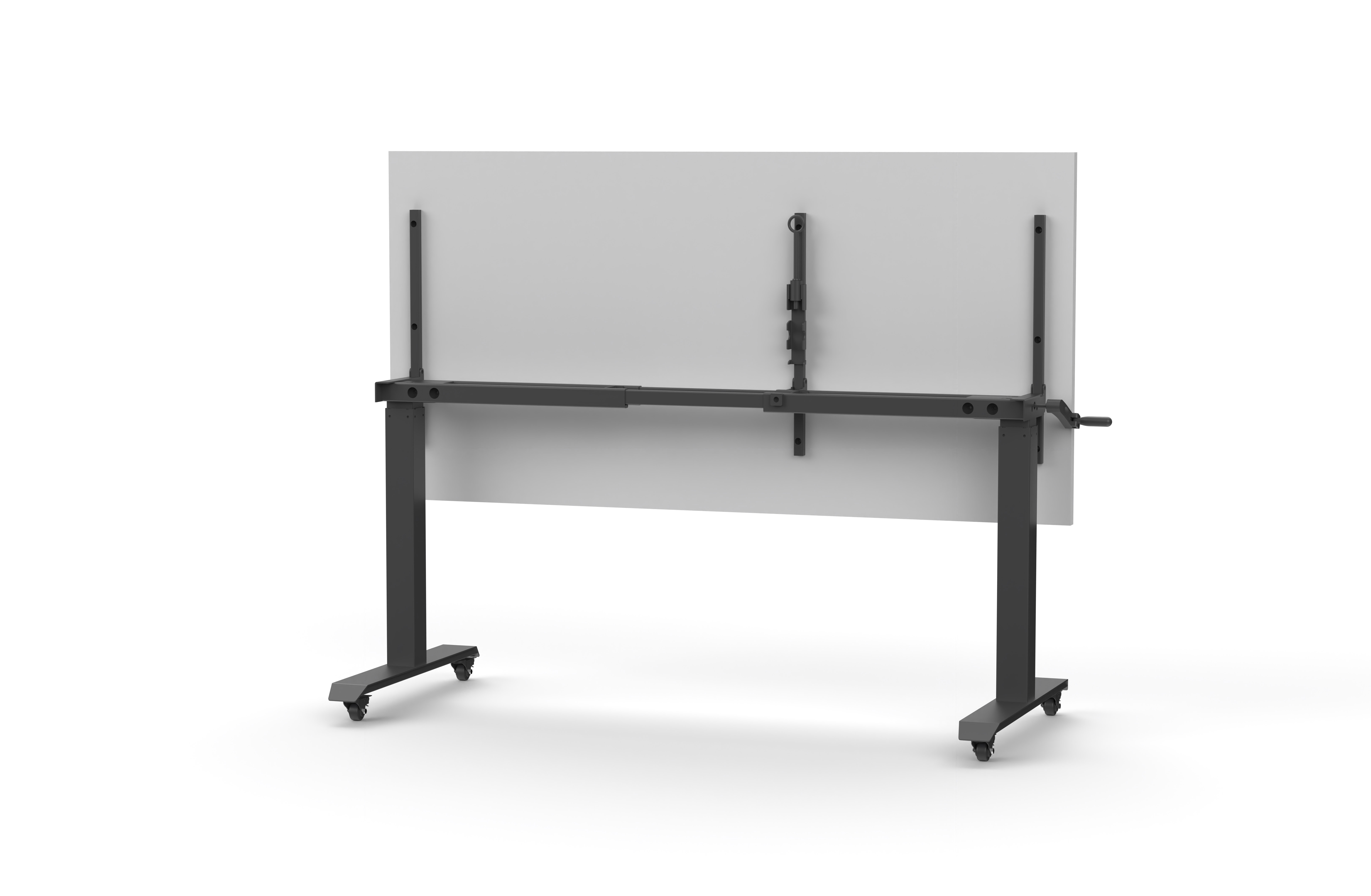 Rapidline Boost Crank Flip Top Table – Natural White Top / Black PFC Base | 1500 x 750mm