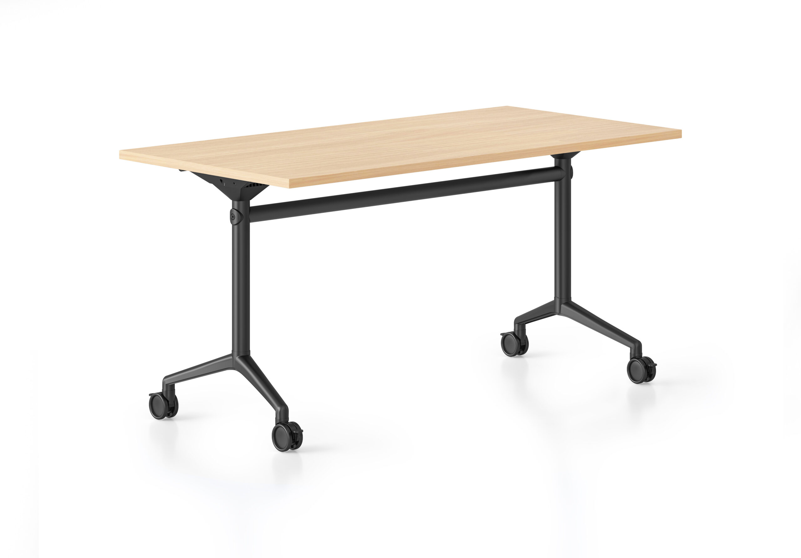 Rapidline Typhoon Flip Top Table – 2100mm W x 750mm D, Natural Oak Top, Black Frame