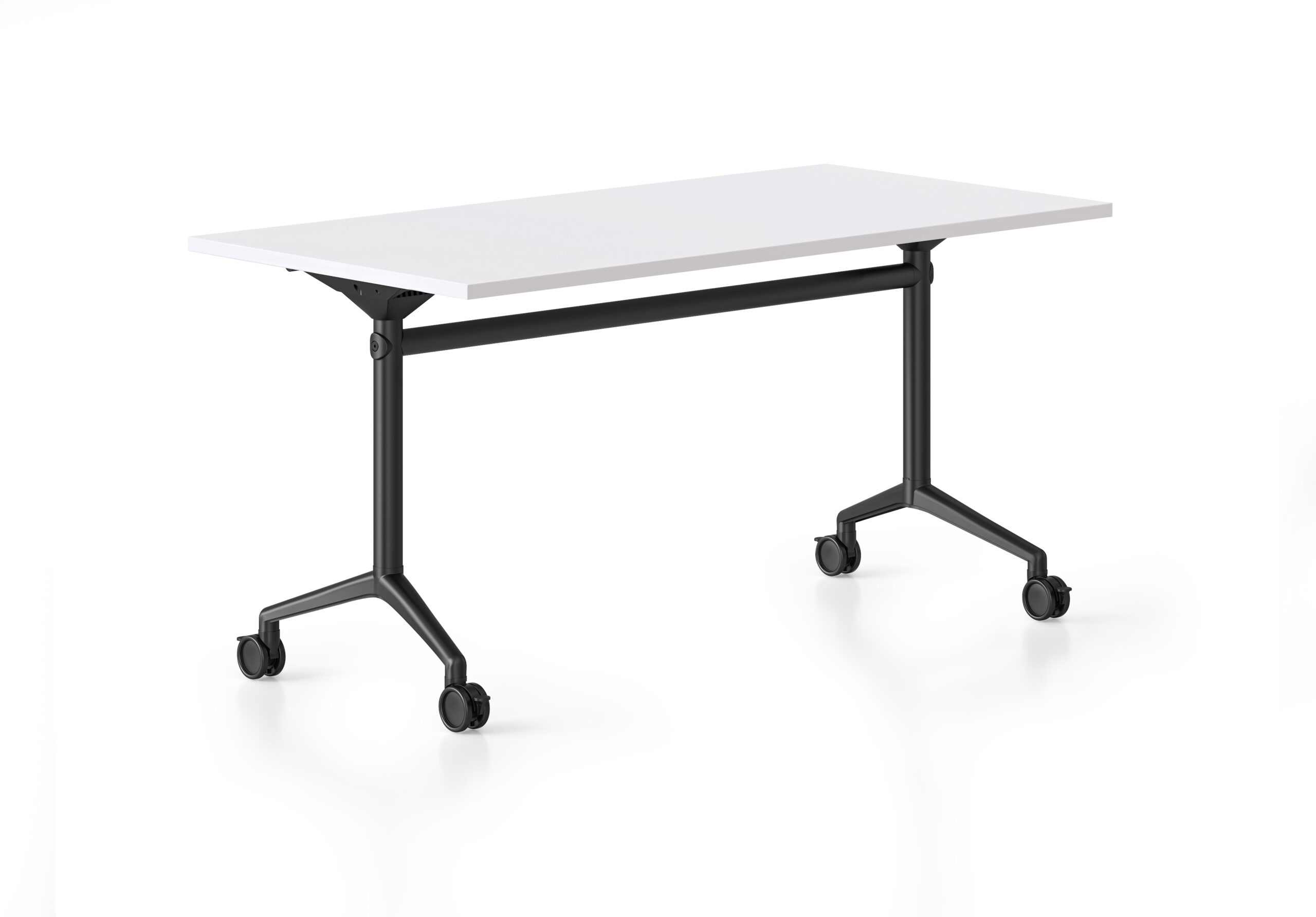Rapidline Typhoon Flip Top Table – 2100mm W x 750mm D, Natural White Top, Black Frame
