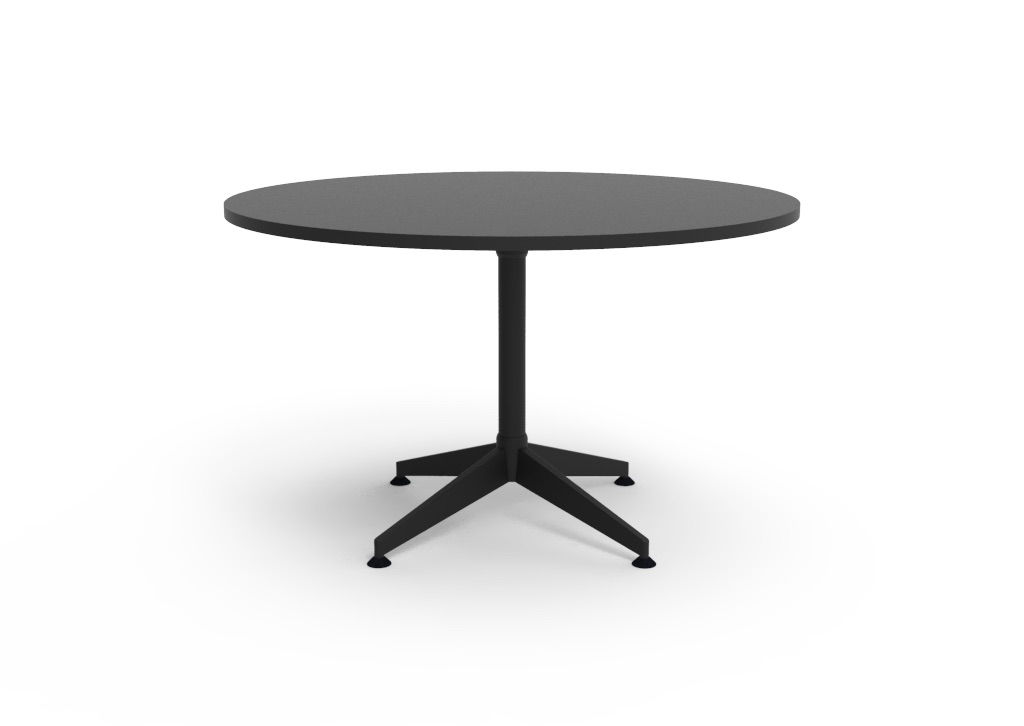 Rapidline Typhoon 4 Star Round Meeting Table – 1200mm Dia, Black Top, Polished Aluminium Base