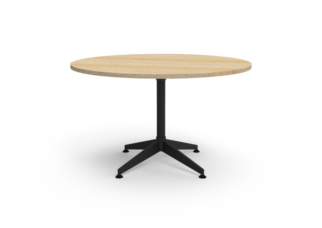 Rapidline Typhoon 4 Star Round Meeting Table – 1200mm Dia, Natural Oak Top, Polished Aluminium Base