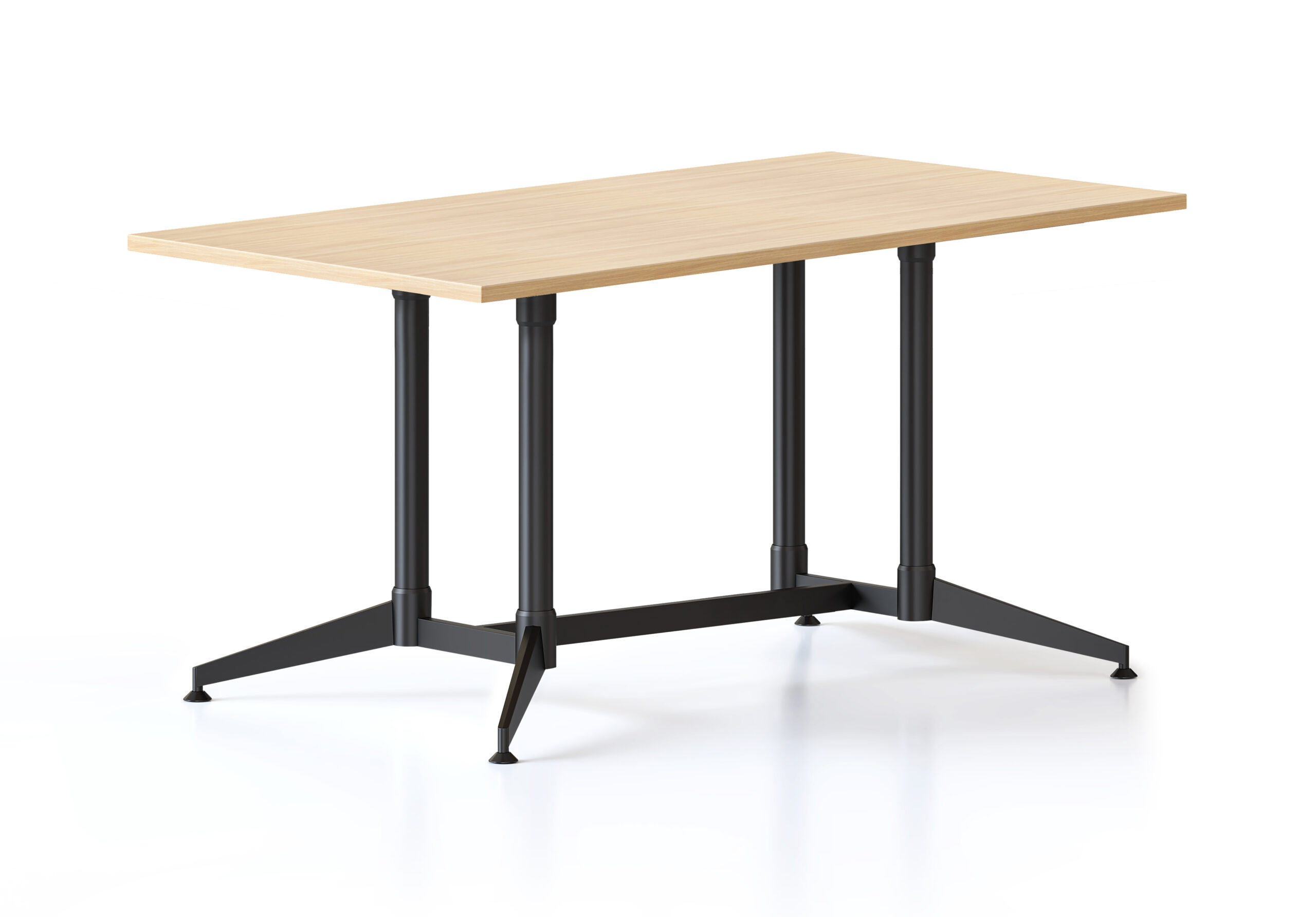 Rapidline Typhoon Meeting Table – 1500mm W x 750mm D, Natural Oak Top, Black Powdercoated Frame