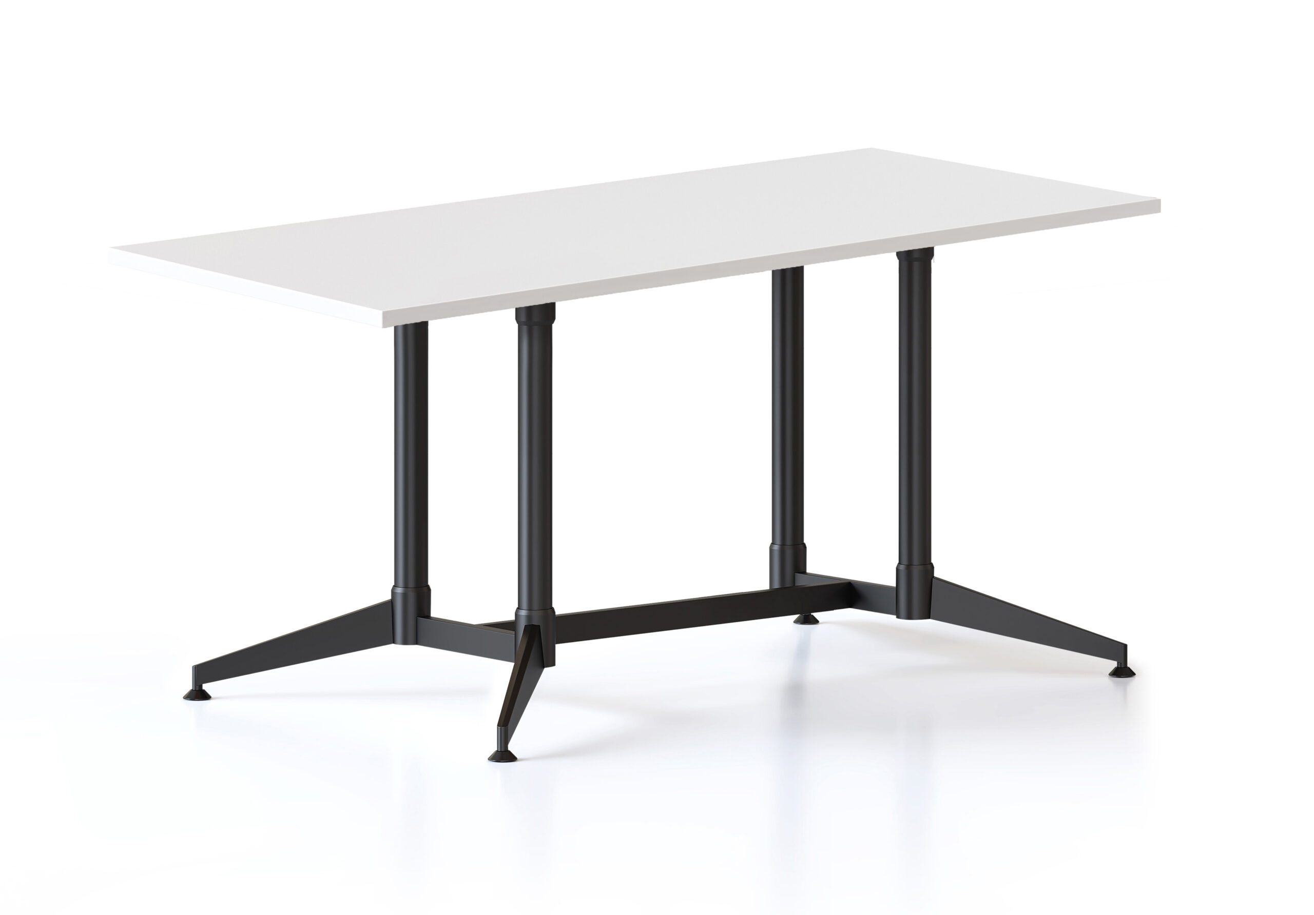 Rapidline Typhoon Meeting Table – 1500mm W x 750mm D, Natural White Top, Black Powdercoated Frame