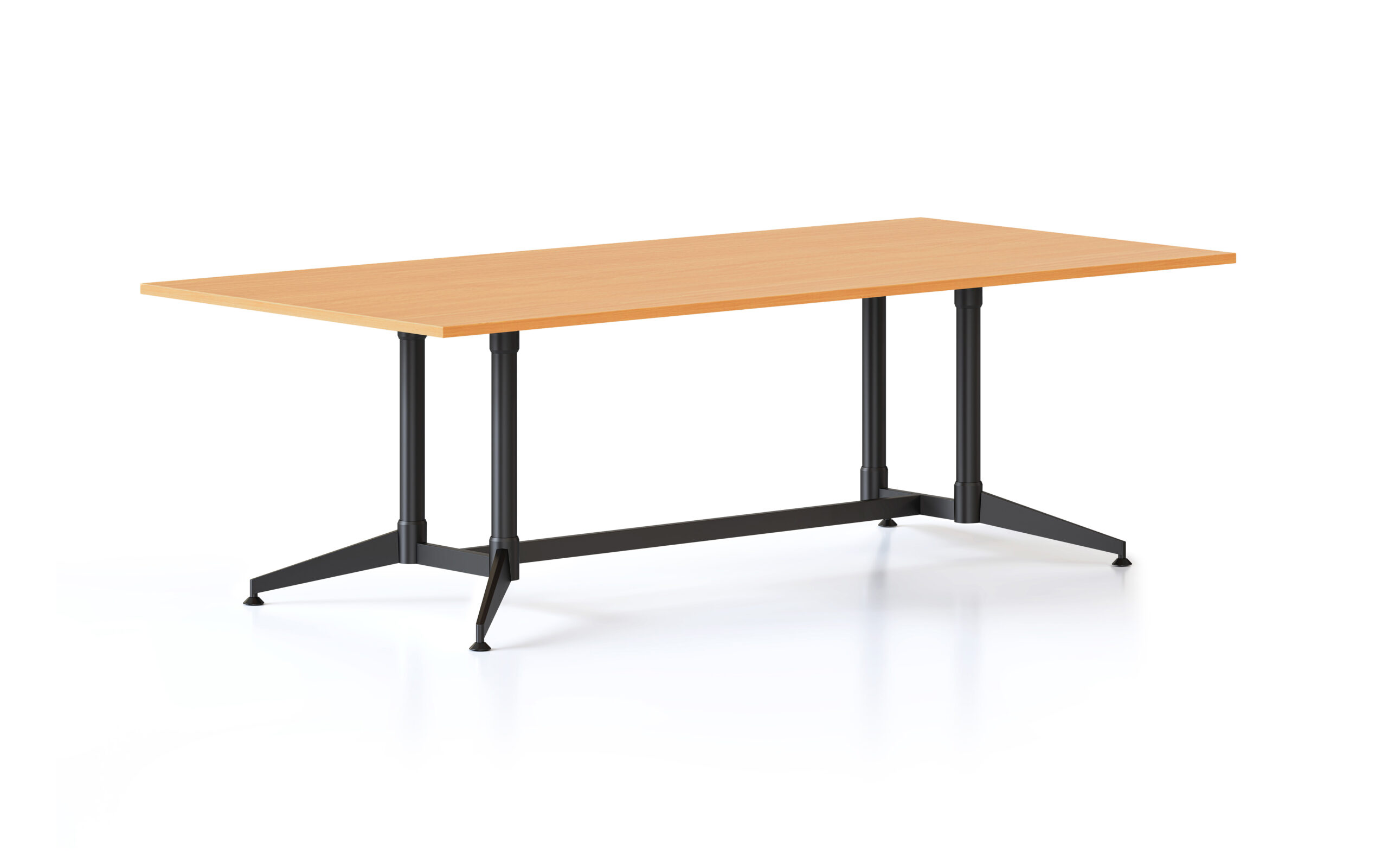 Rapidline Typhoon Meeting Table – Beech Top, Black Frame, 2400mm W x 1200mm D