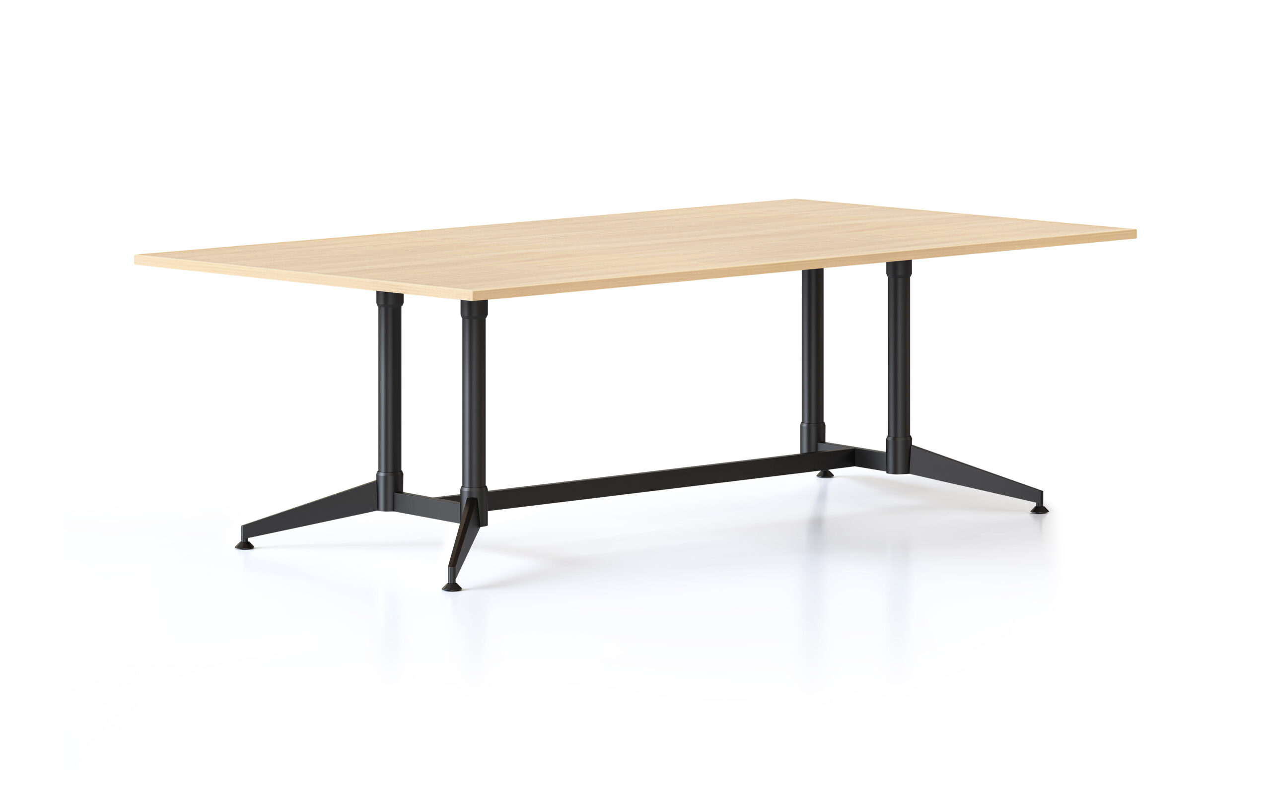 Rapidline Typhoon Meeting Table – 2400 x 1200mm – Natural Oak Top, Black Powdercoated Frame