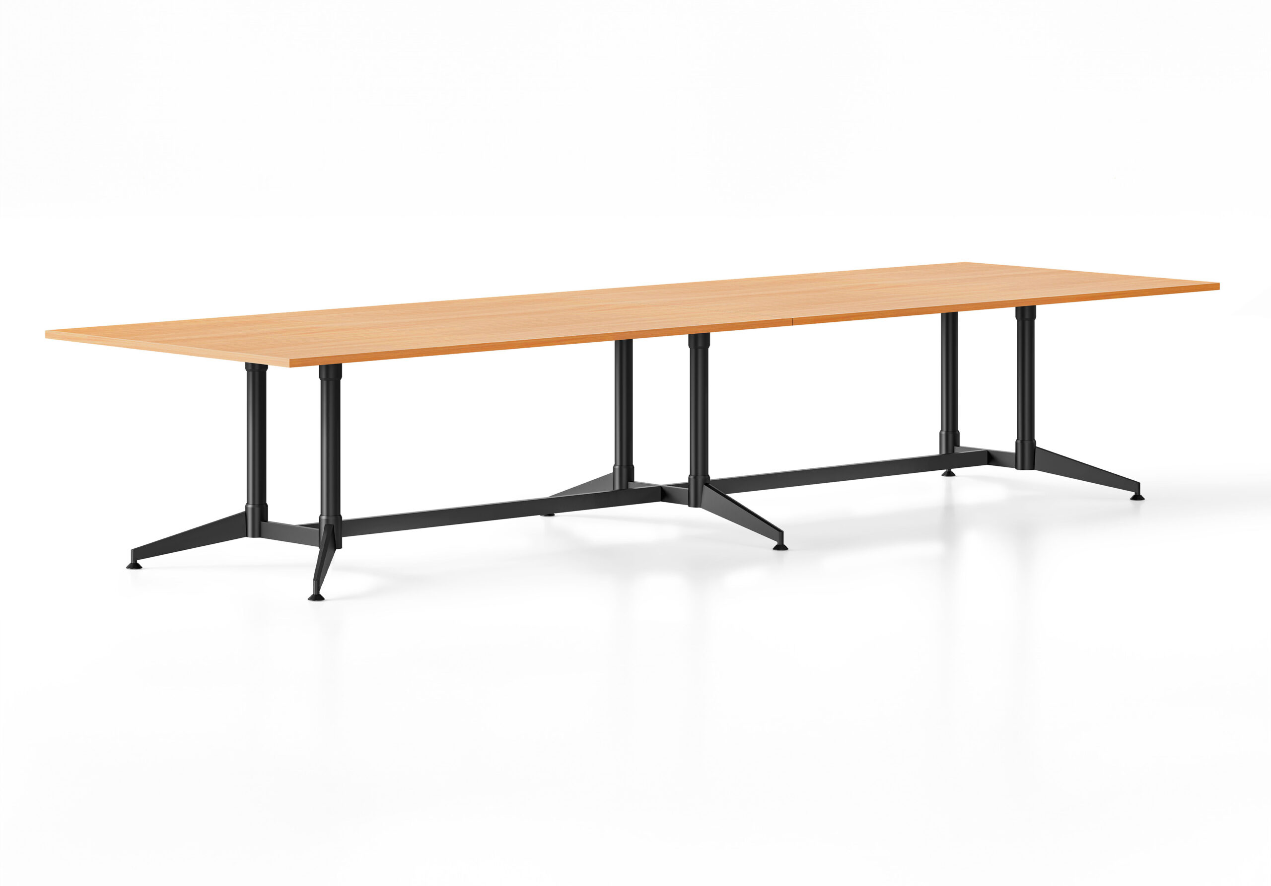 Rapidline Typhoon Boardroom Table – 3200 x 1200mm – Beech Top, Black Powdercoated Frame