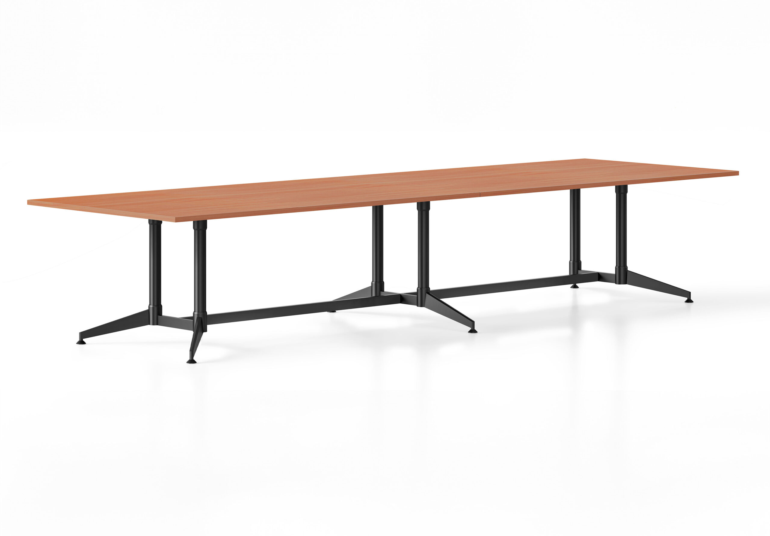 Rapidline Typhoon Boardroom Table – 3200 x 1200mm – Cherry Top, Black Powdercoated Frame