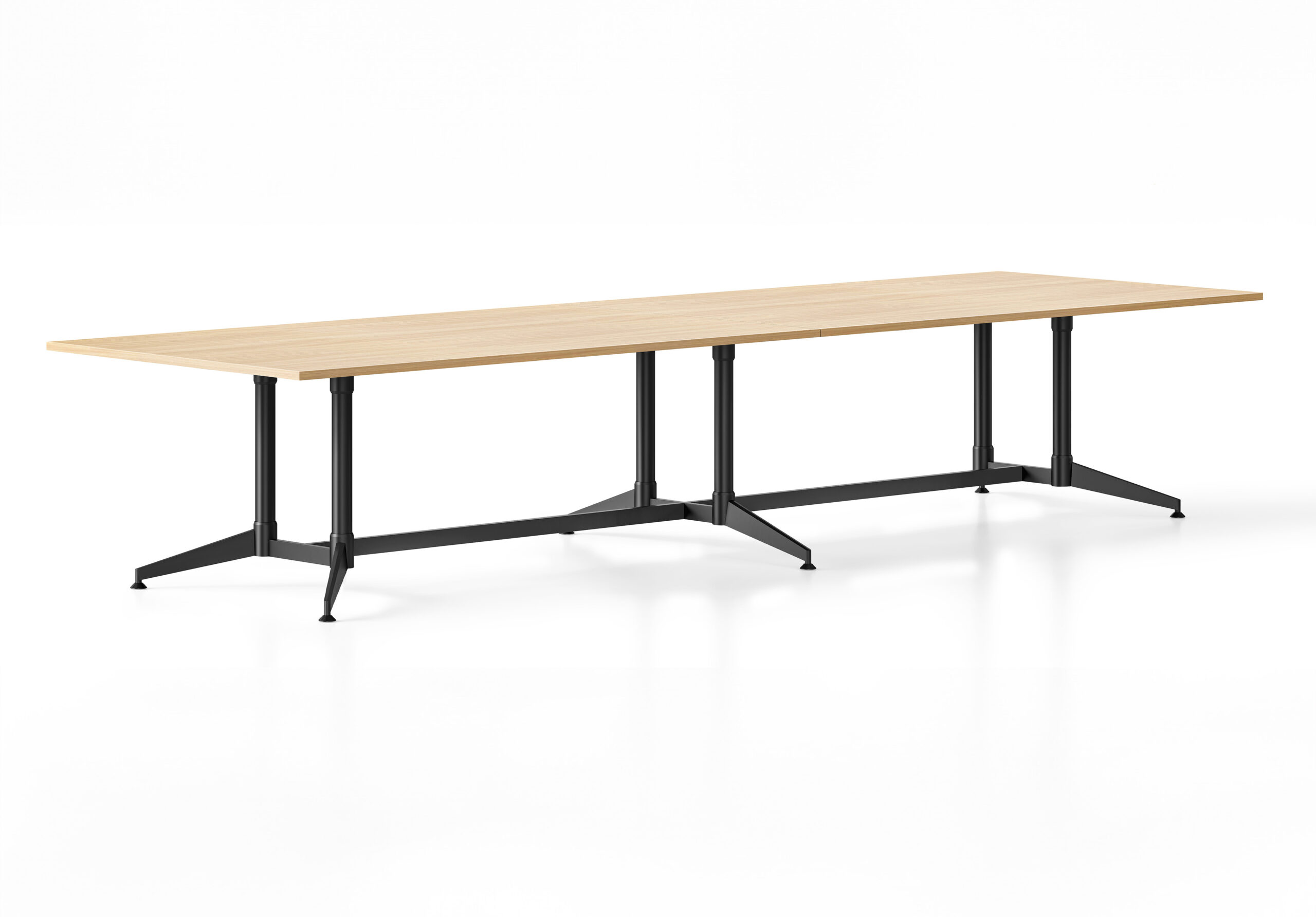 Rapidline Typhoon Meeting & Boardroom Table – 3200mm x 1200mm, Natural Oak Top, Black Frame