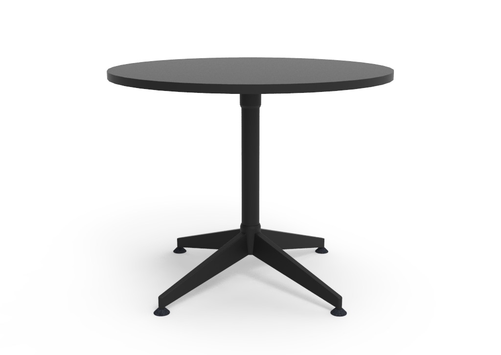 Rapidline Typhoon Round Meeting Table – 900mm Black Top, Black Powder Coat 4-Star Base