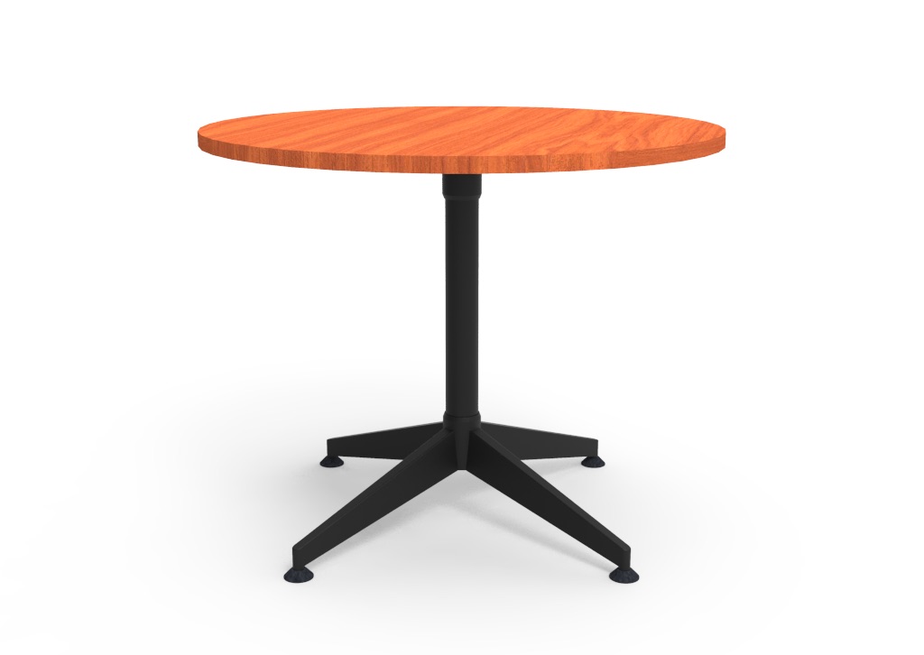 Rapidline Typhoon Round Meeting Table – 900mm Cherry Top, Black Powder Coat 4-Star Base
