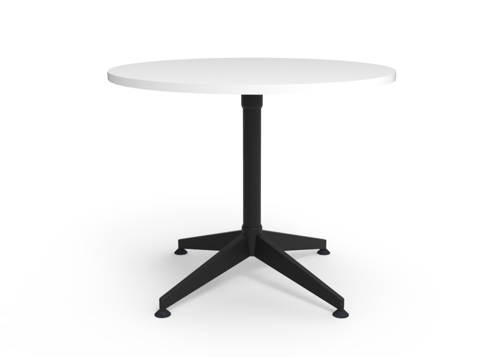 Rapidline Typhoon Round Meeting Table | 900mm Natural White Top, Black 4-Star Base
