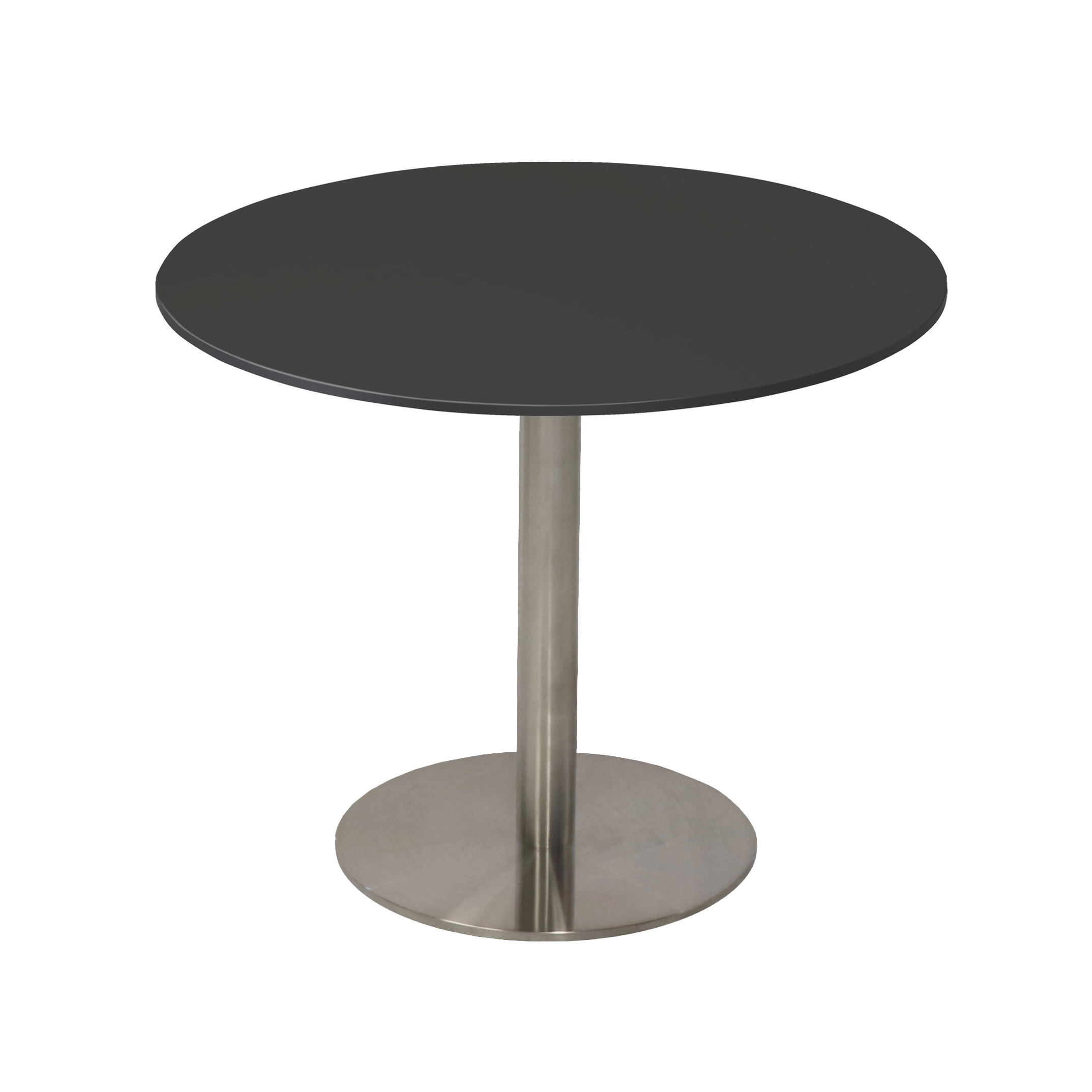 Rapidline Estilo Round Table – 1200mm Black Top, Stainless Steel Base