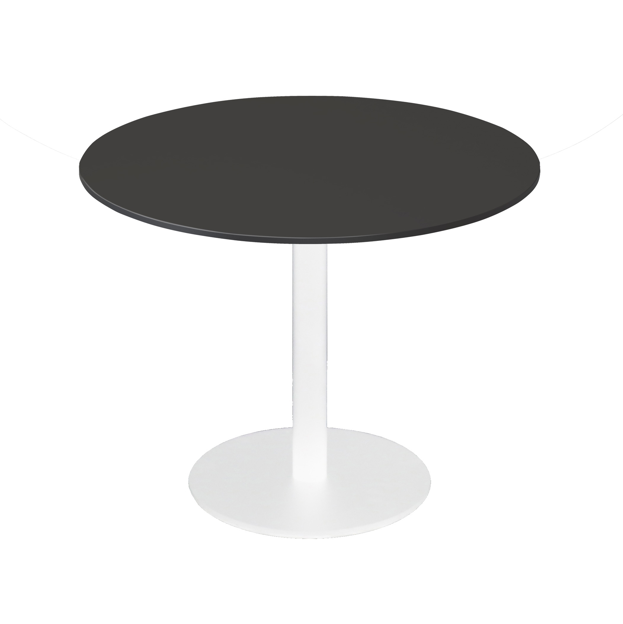 Rapidline Estilo Round Table – 1200mm Black Top, White Pedestal Base | 5-Year Warranty