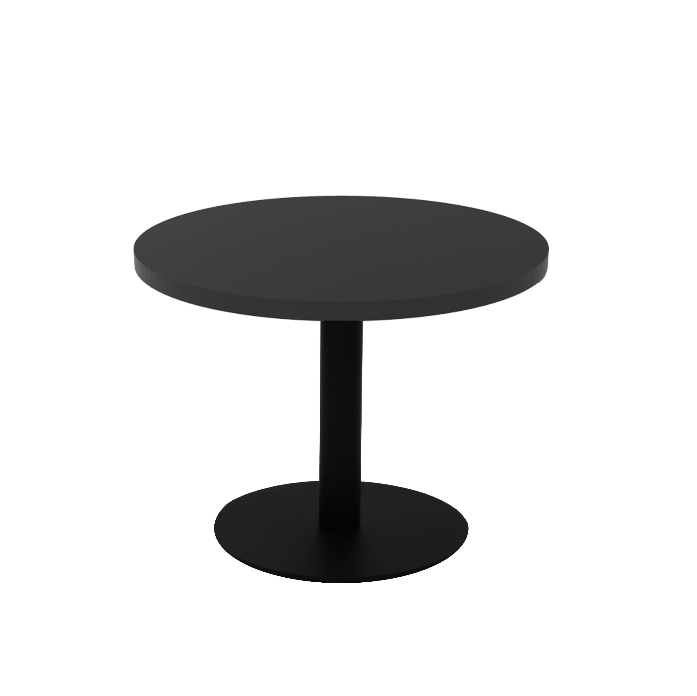 Rapidline Estilo Round Coffee Table – 600mm Black Top, Black Powder-Coated Base