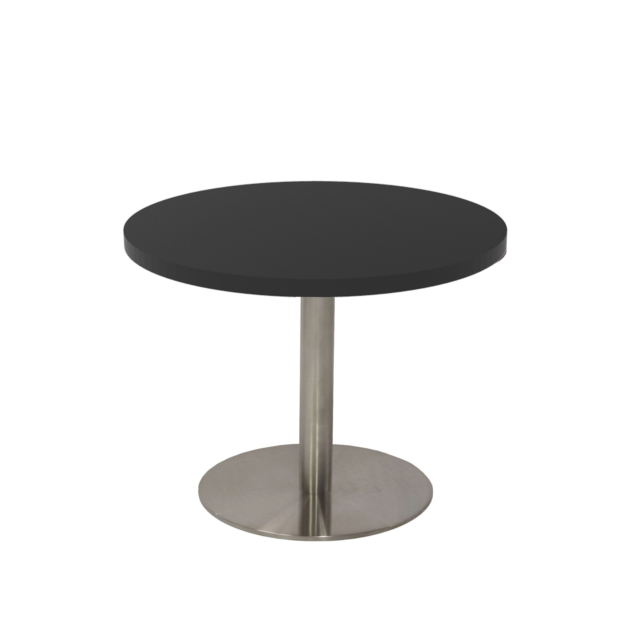Rapidline Estilo Round Coffee Table – Black Top, Stainless Steel Base, 600mm