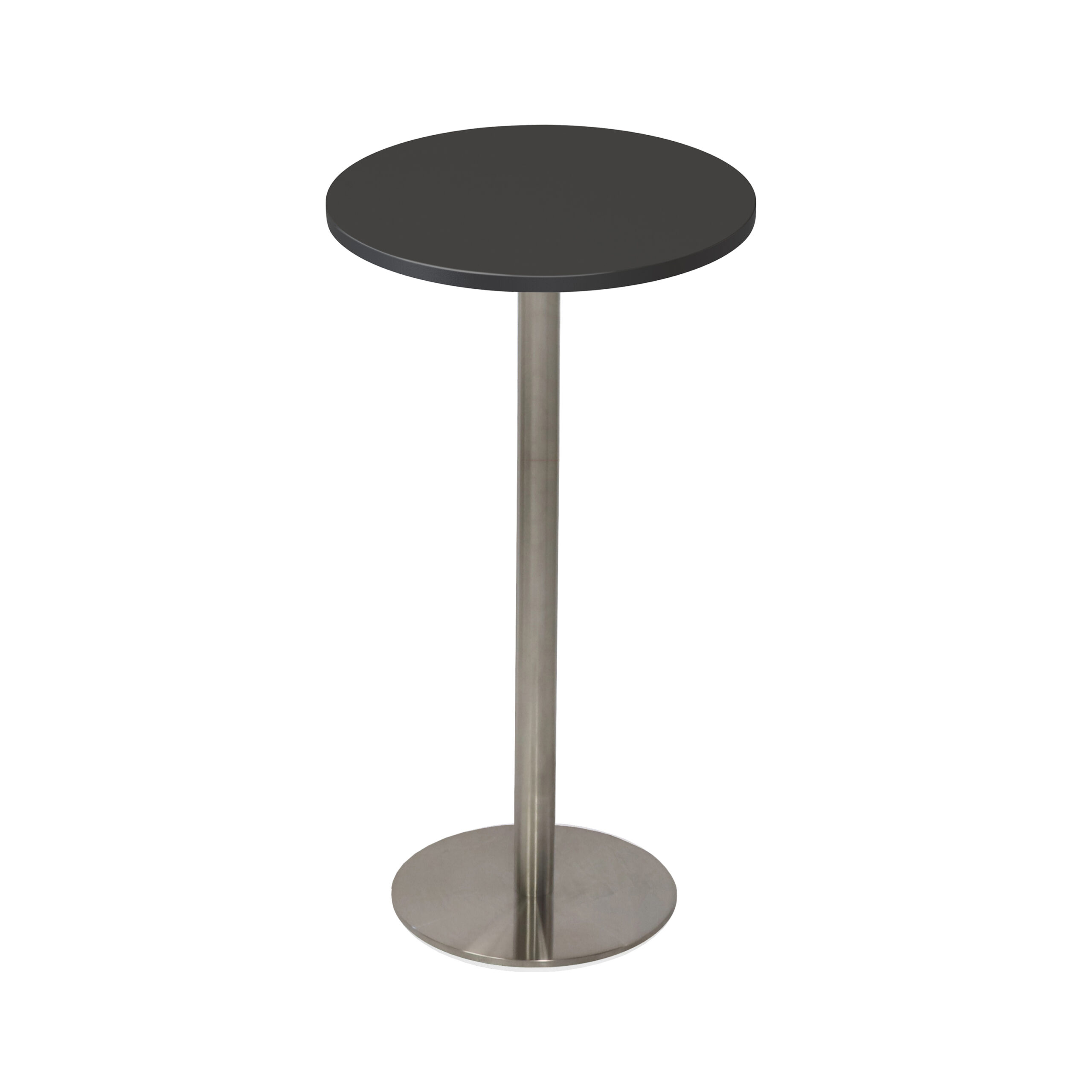 Rapidline Estilo Round Dry Bar Table – Black Top, Stainless Steel Base (600mm Dia)