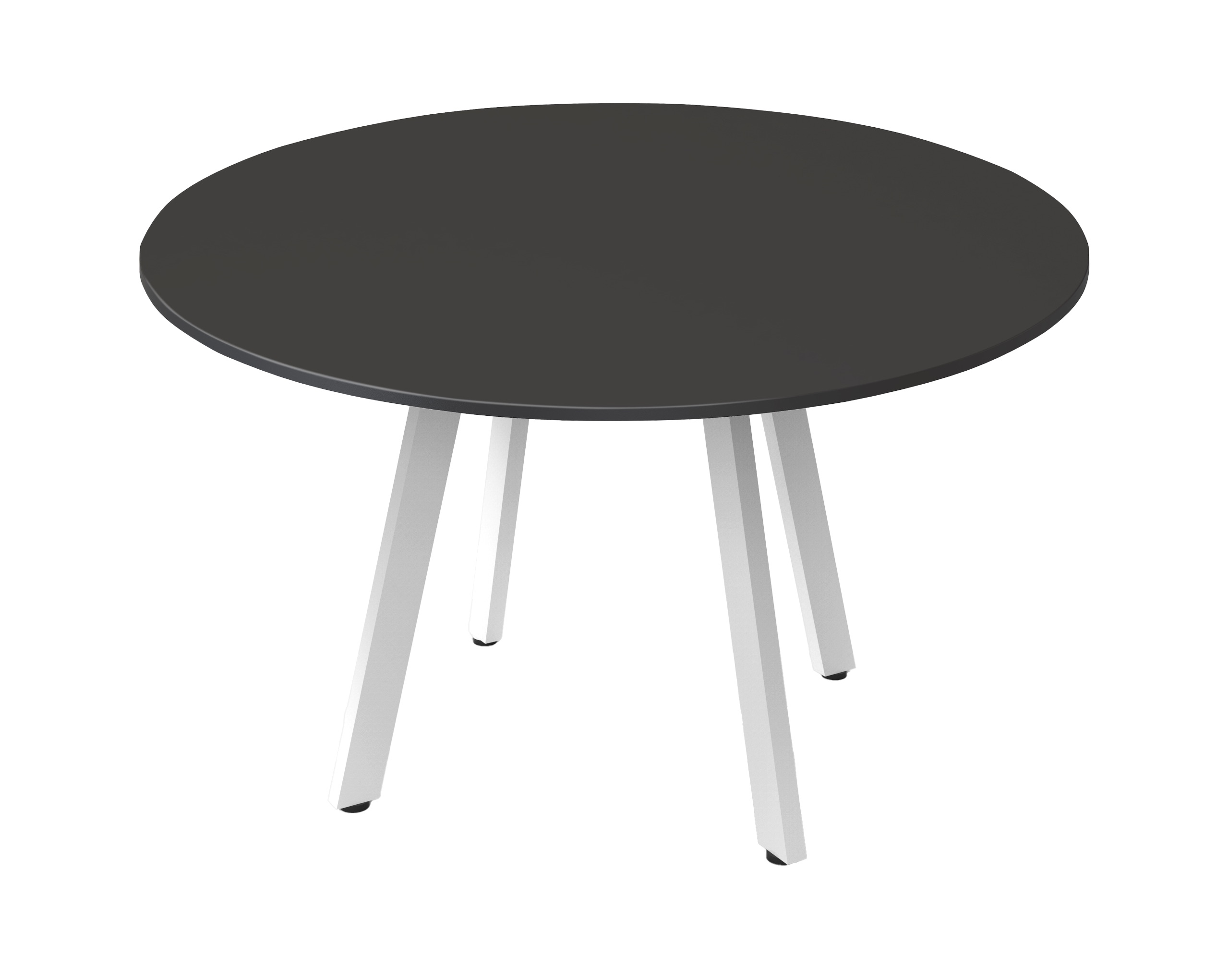 Rapidline Eternity Round Meeting Table – Black Top, White Powder-Coated Base | 1200mm Dia