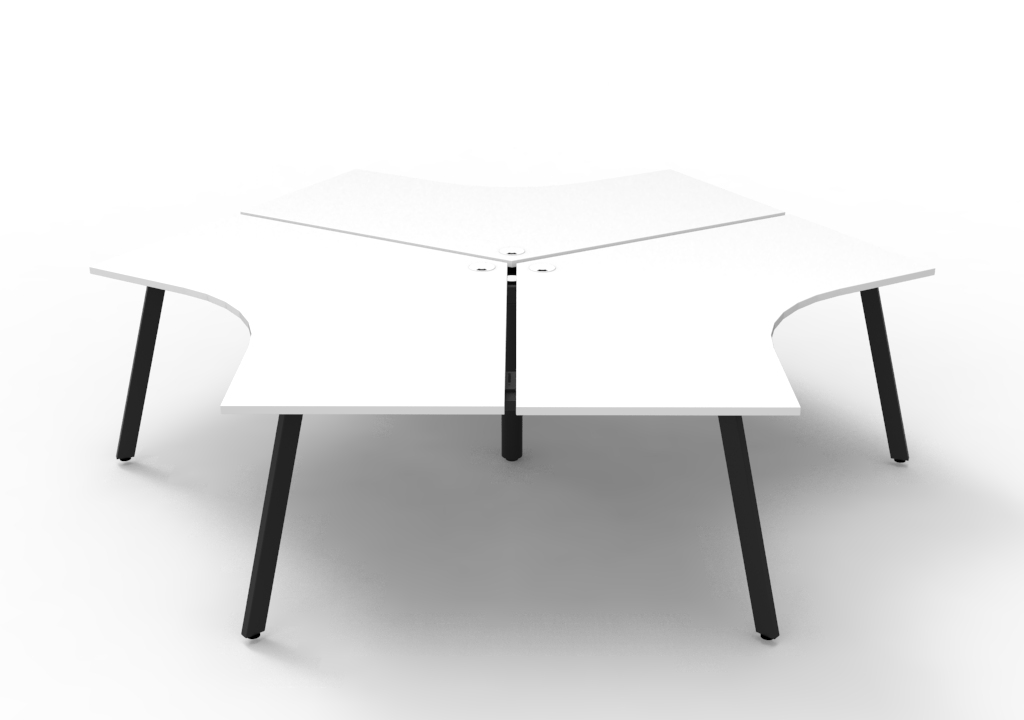 Rapidline Infinity 120° Workstation – Natural White Top, Black Powder-Coated Frame, Eternity Legs (No Screens)