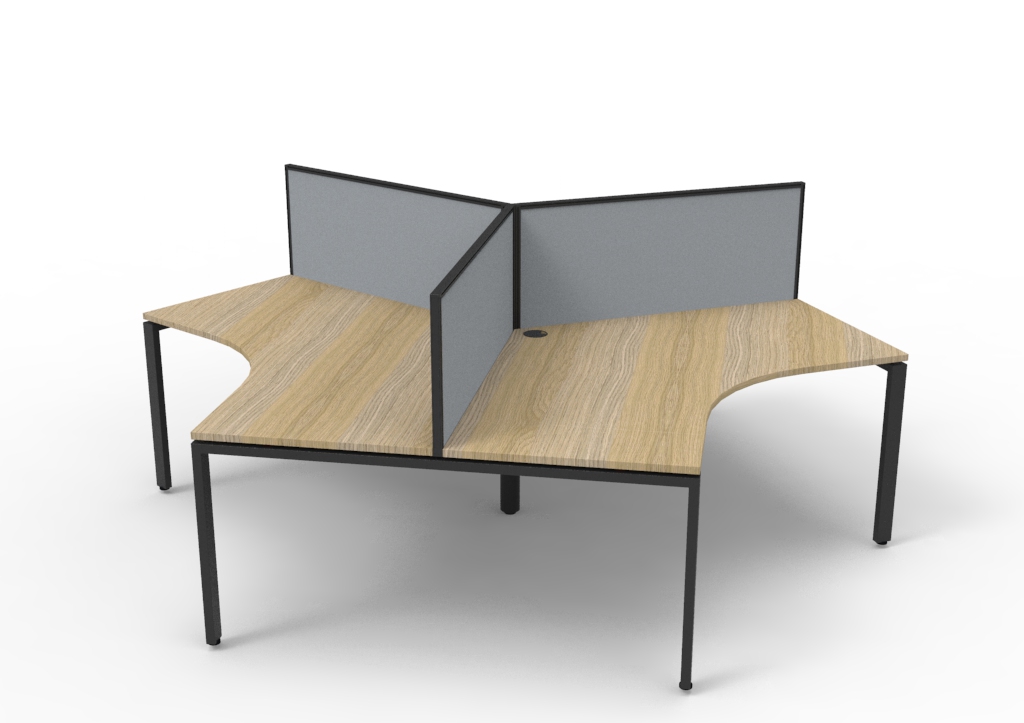 Rapidline Infinity 120-Degree Workstation – Profile Leg | Natural Oak Top, Black Frame, Grey Screen