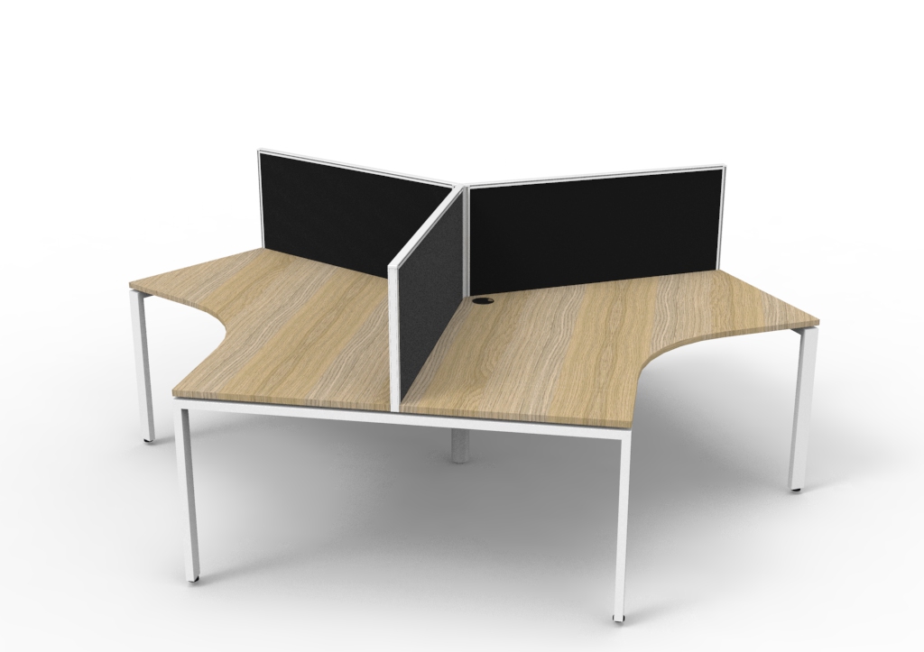 Rapidline Infinity 120-Degree Workstation – Profile Leg | Natural Oak Top, White Frame, Black Screen