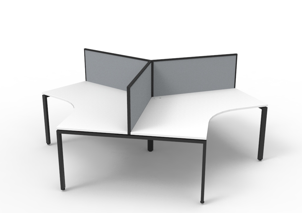 Rapidline Infinity 120° Workstation – Natural White Top, Black Frame, Grey Screen | Profile Leg