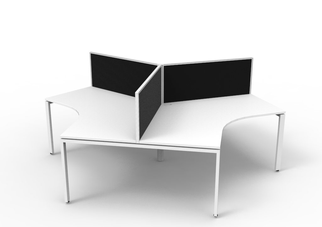 Rapidline Infinity 120° Workstation – Natural White Top, White Frame, Black Screen | Profile Leg