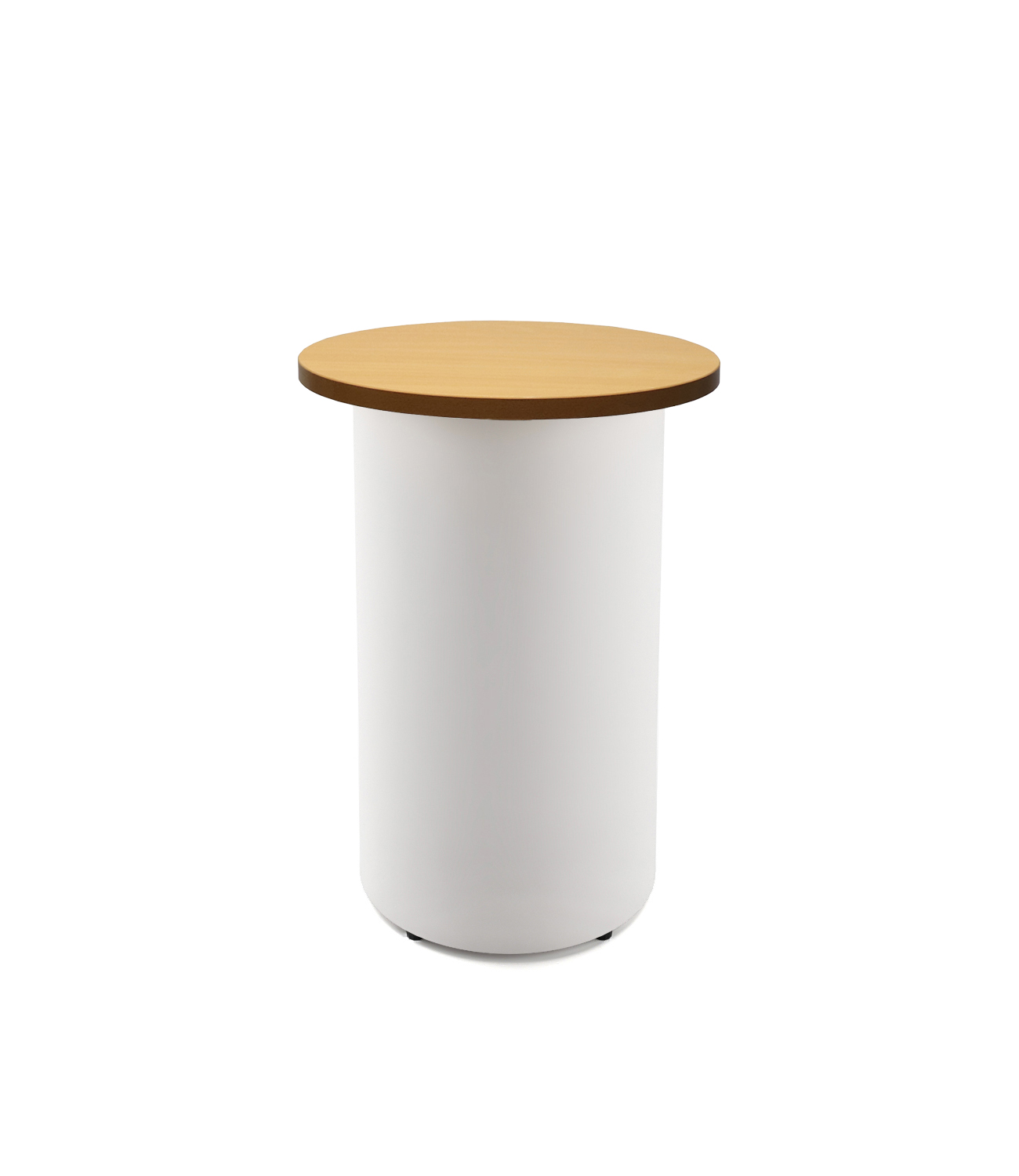 Rapidline Drum Base High Bar Table – 600mm Beech Top, White Powdercoated Base