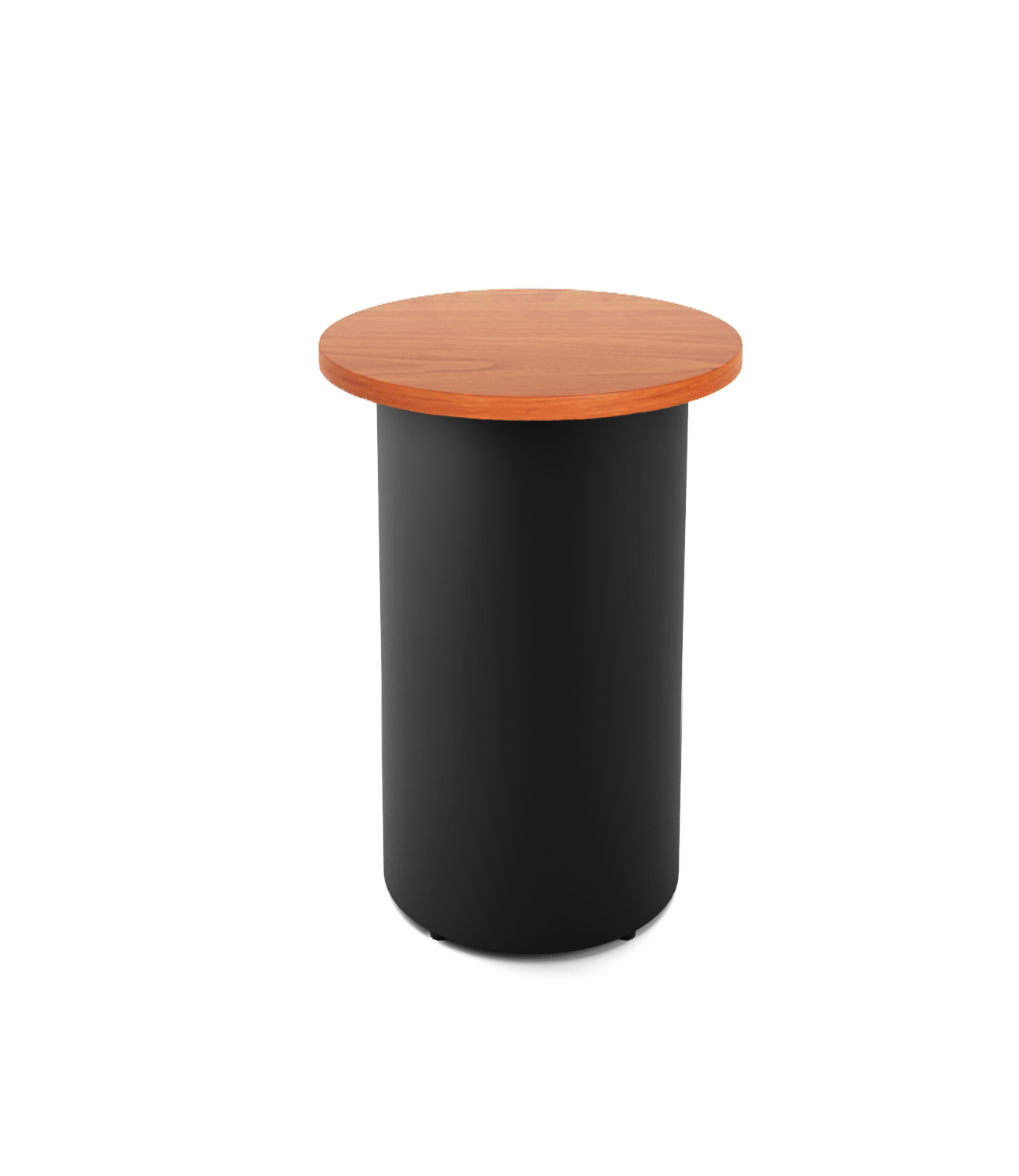 Rapidline Drum Base Round High Bar Table – 600mm Dia x 1050mm H, Cherry Top, Black Powdercoated Base