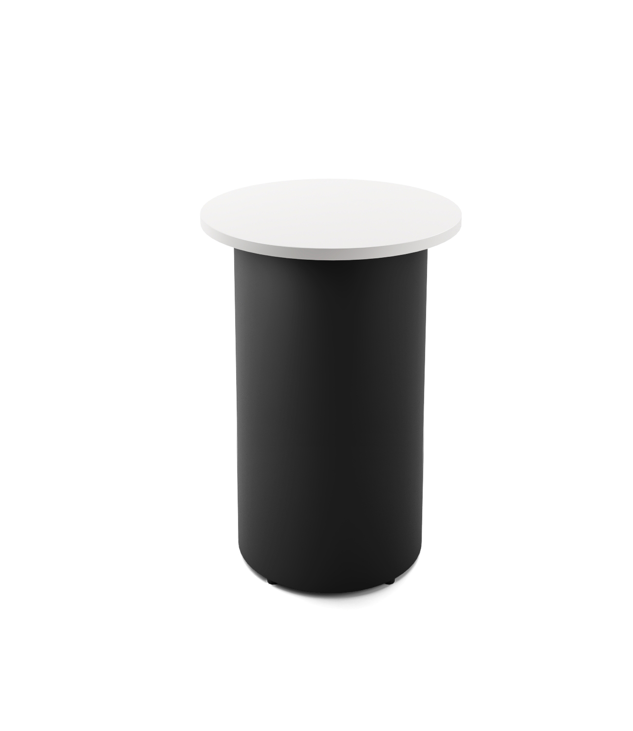 Rapidline Drum Base High Bar Table – 600mm Natural White Top, Black Powdercoat Base