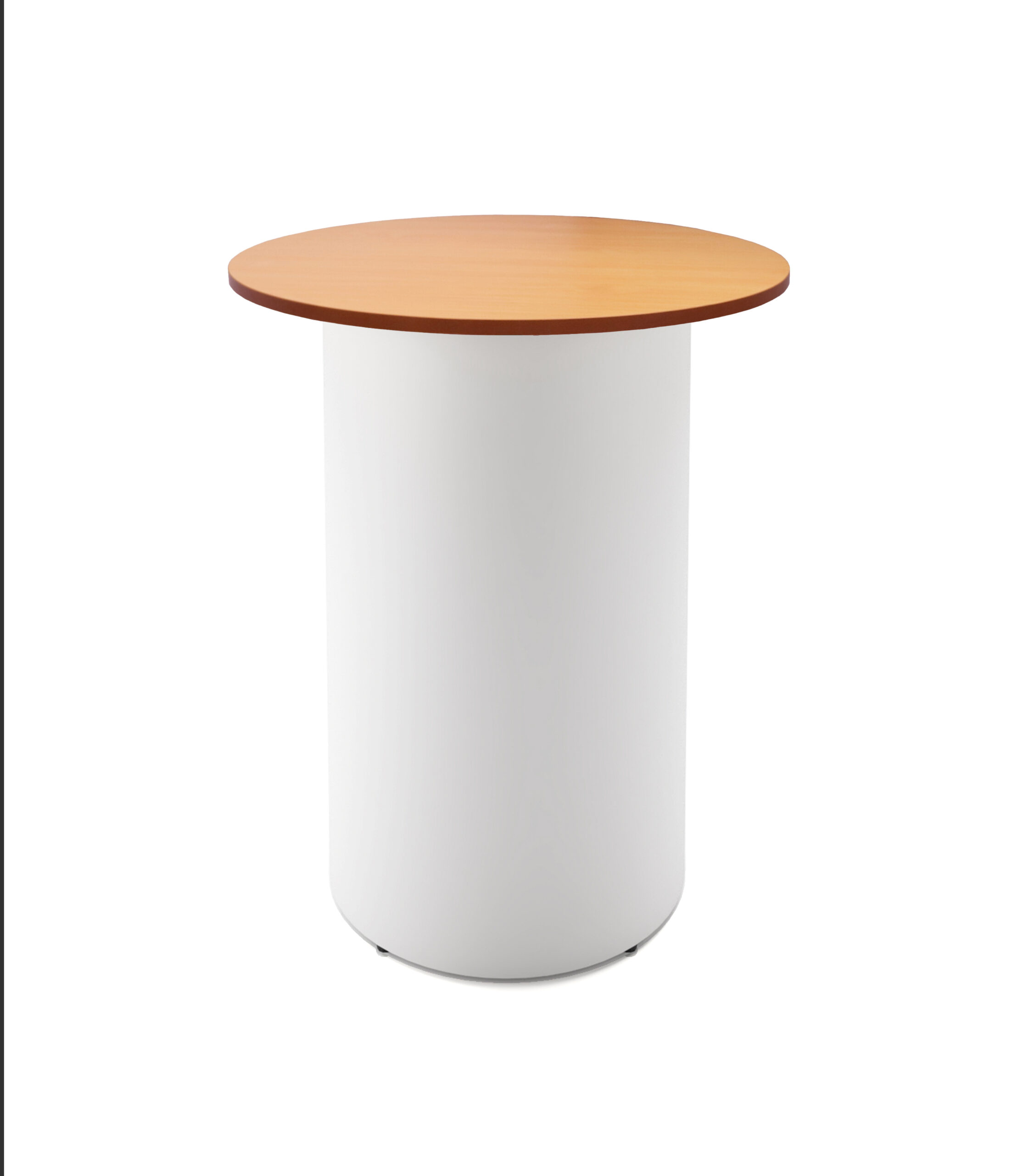Rapidline Drum Base High Bar Table – 900mm Beech Top, White Powdercoat Base