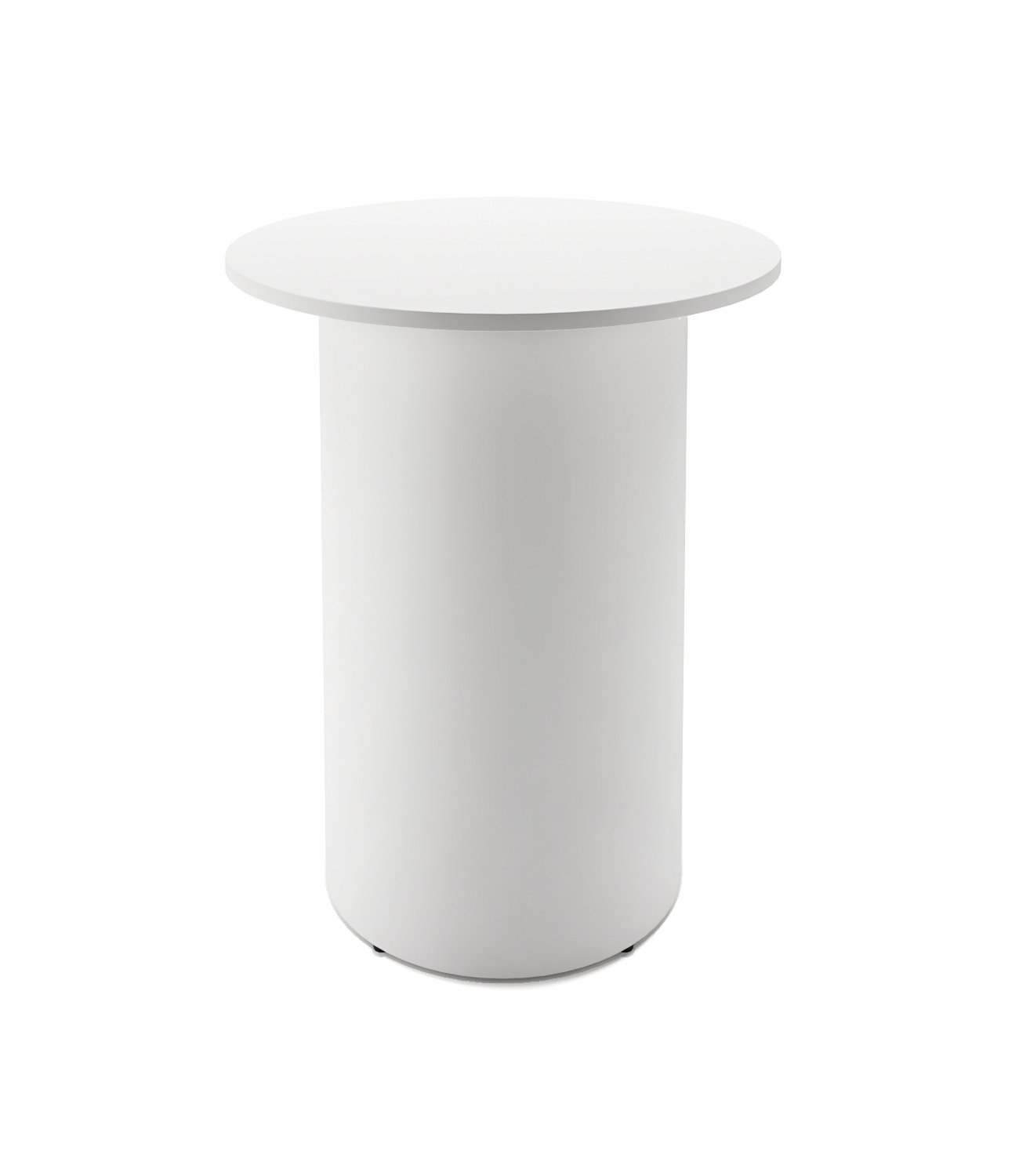 Rapidline Drum Base High Bar Table – 900mm Dia x 1050mm H | Natural White Top, White Powdercoated Base