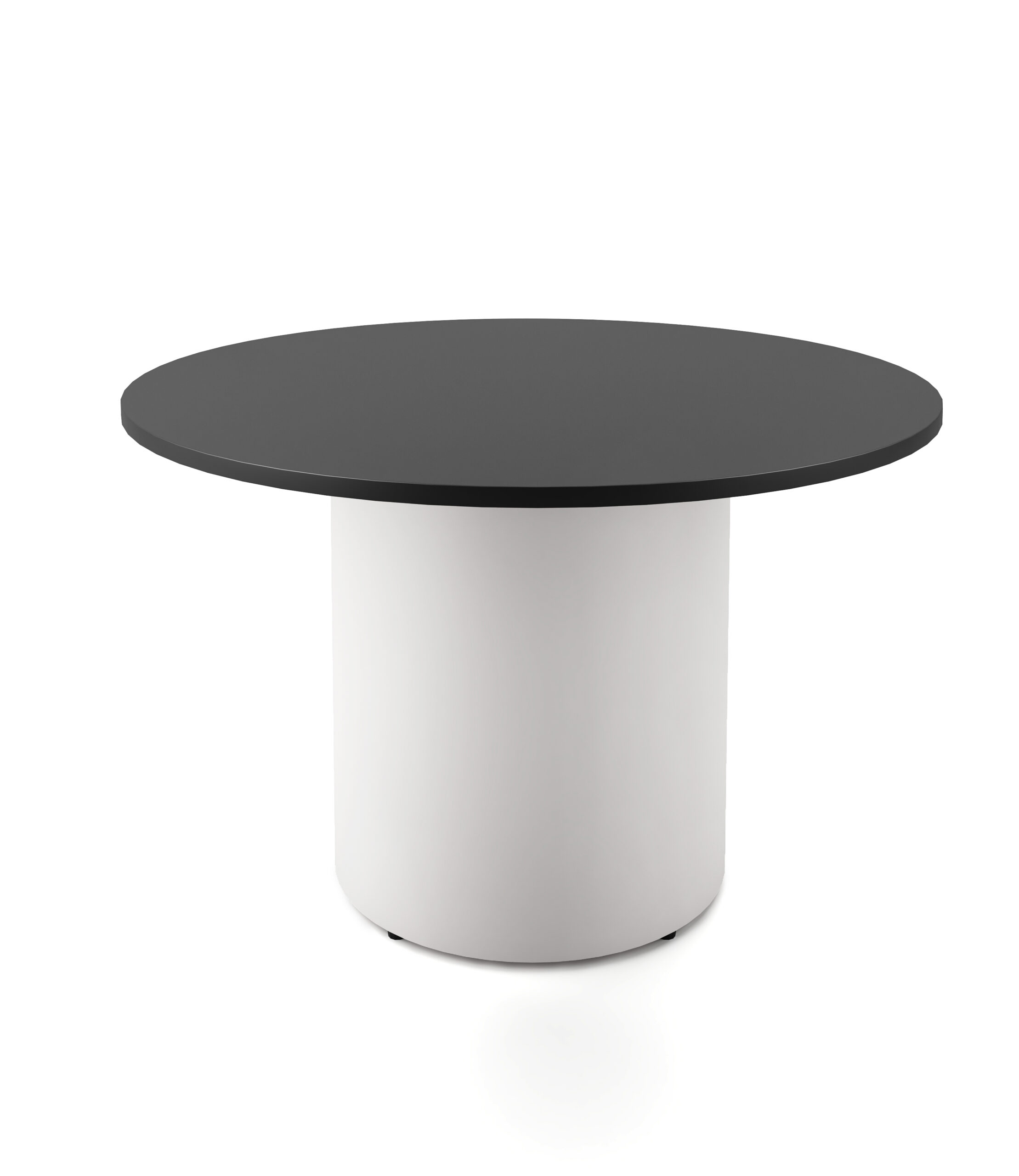 Rapidline Drum Base Round Table | 1200mm Dia x 730mm H | Black Top, White Powdercoated Base