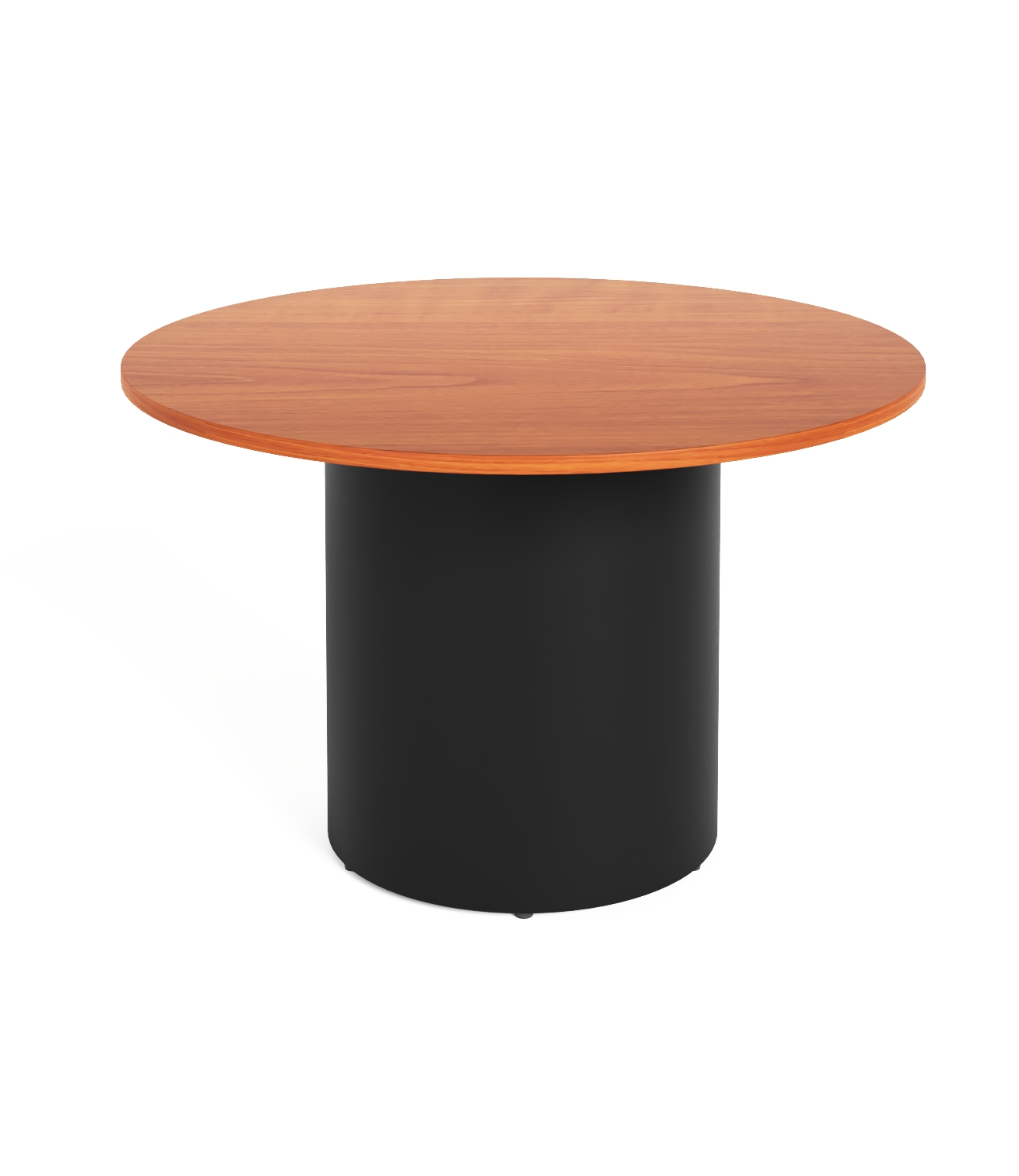 Rapidline Drum Base Round Table – 1200mm Dia x 730mm H | Cherry Top, Black Powdercoated Base