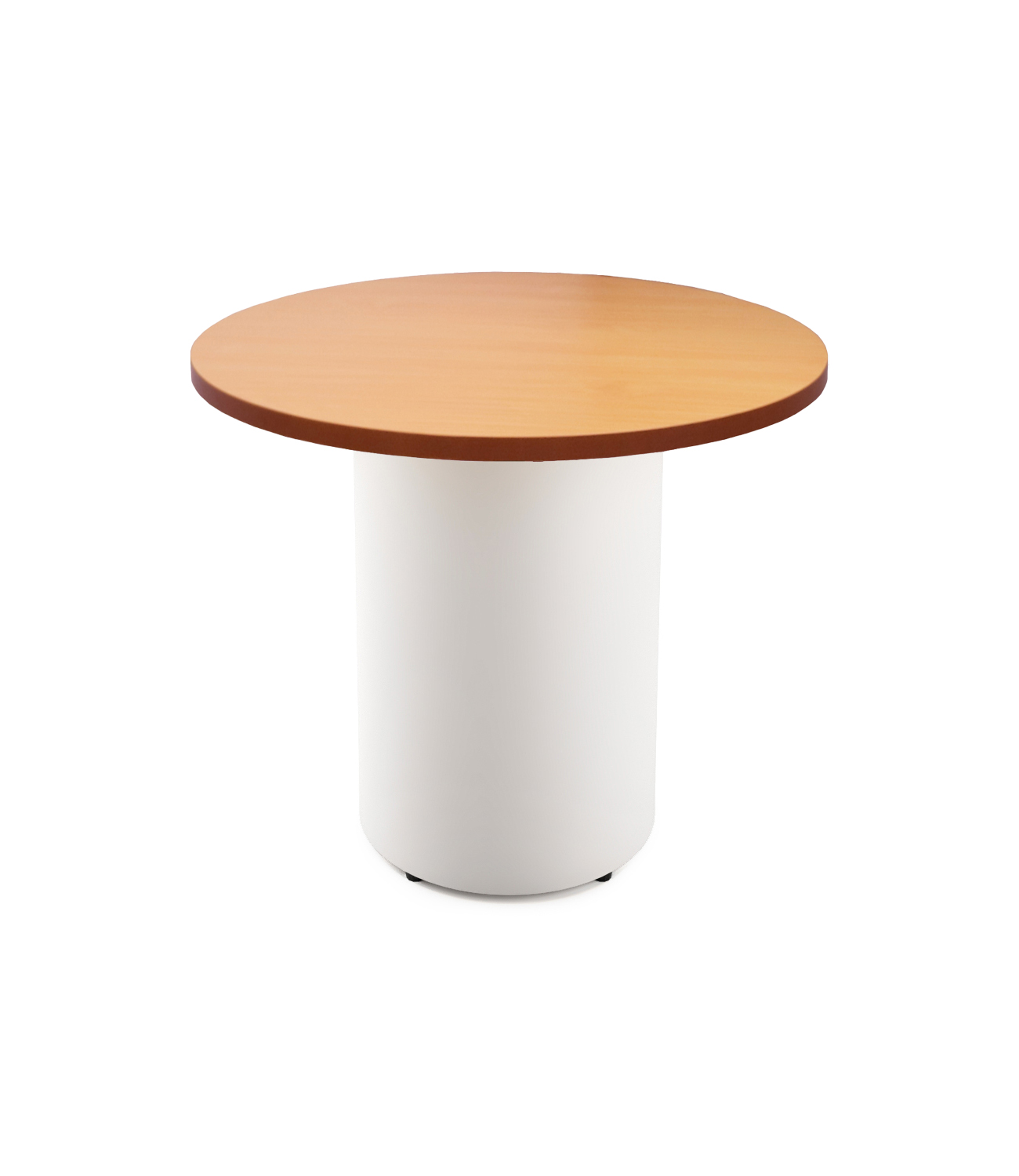 Rapidline Drum Base Round Table | 900mm Dia x 730mm H | Beech Top, White Powdercoated Base