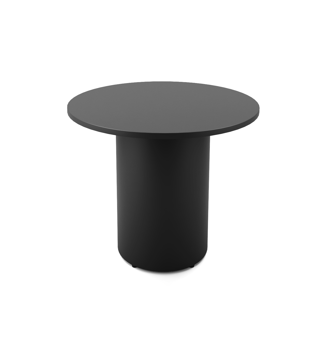 Rapidline Drum Base Round Table – 900mm Dia x 730mm H, Black Top & Black Powdercoated Base
