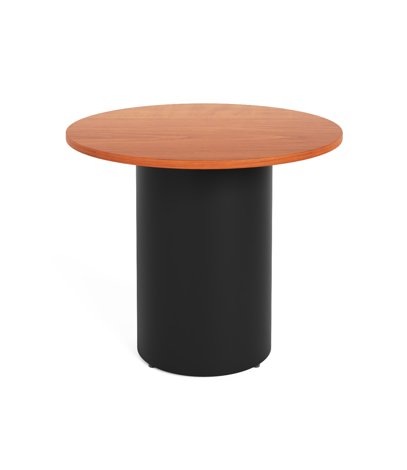 Rapidline Drum Base Round Table – 900mm Dia x 730mm H, Cherry Top & Black Powdercoated Base