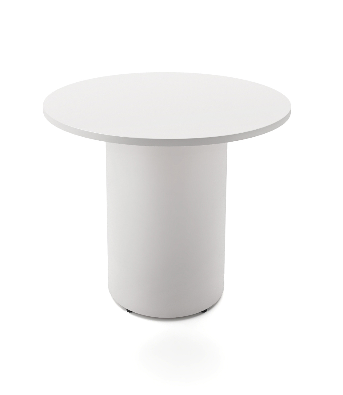 Rapidline Drum Base Round Table – 900mm Dia x 730mm H | Natural White Top, White PFC Base