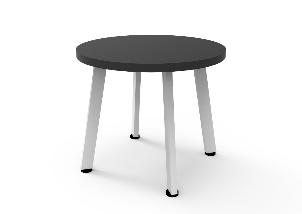 Rapidline Eternity Round Coffee Table – Black Top, White Satin Base | 500mm Dia x 450mm H